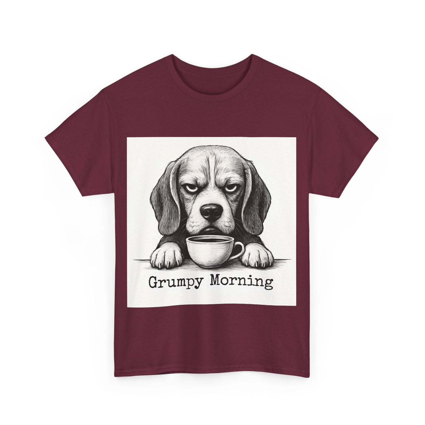 Grumpy Morning Dog Tee - Unisex Heavy Cotton Shirt for Pet Lovers, Funny Gift, Cute Dog Apparel, Casual Wear, Everyday Comfort