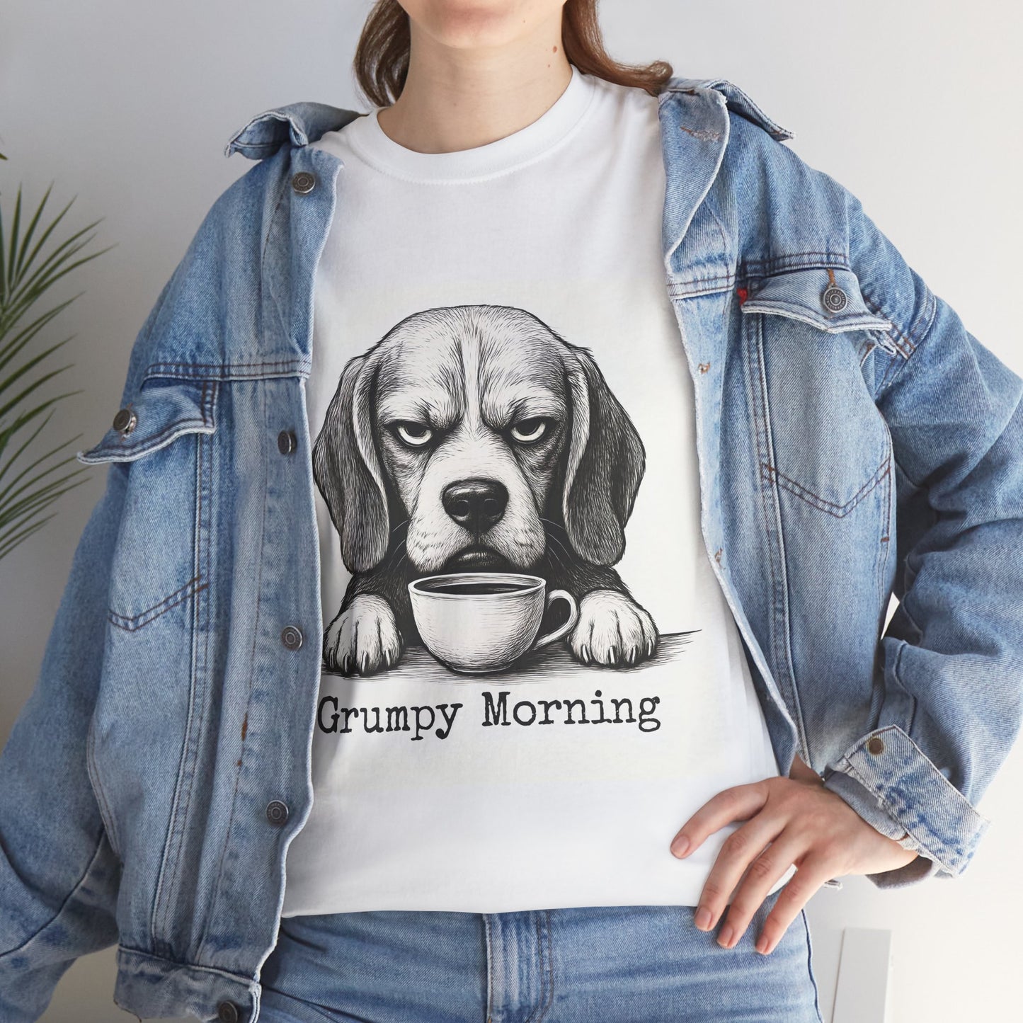 Grumpy Morning Dog Tee - Unisex Heavy Cotton Shirt for Pet Lovers, Funny Gift, Cute Dog Apparel, Casual Wear, Everyday Comfort