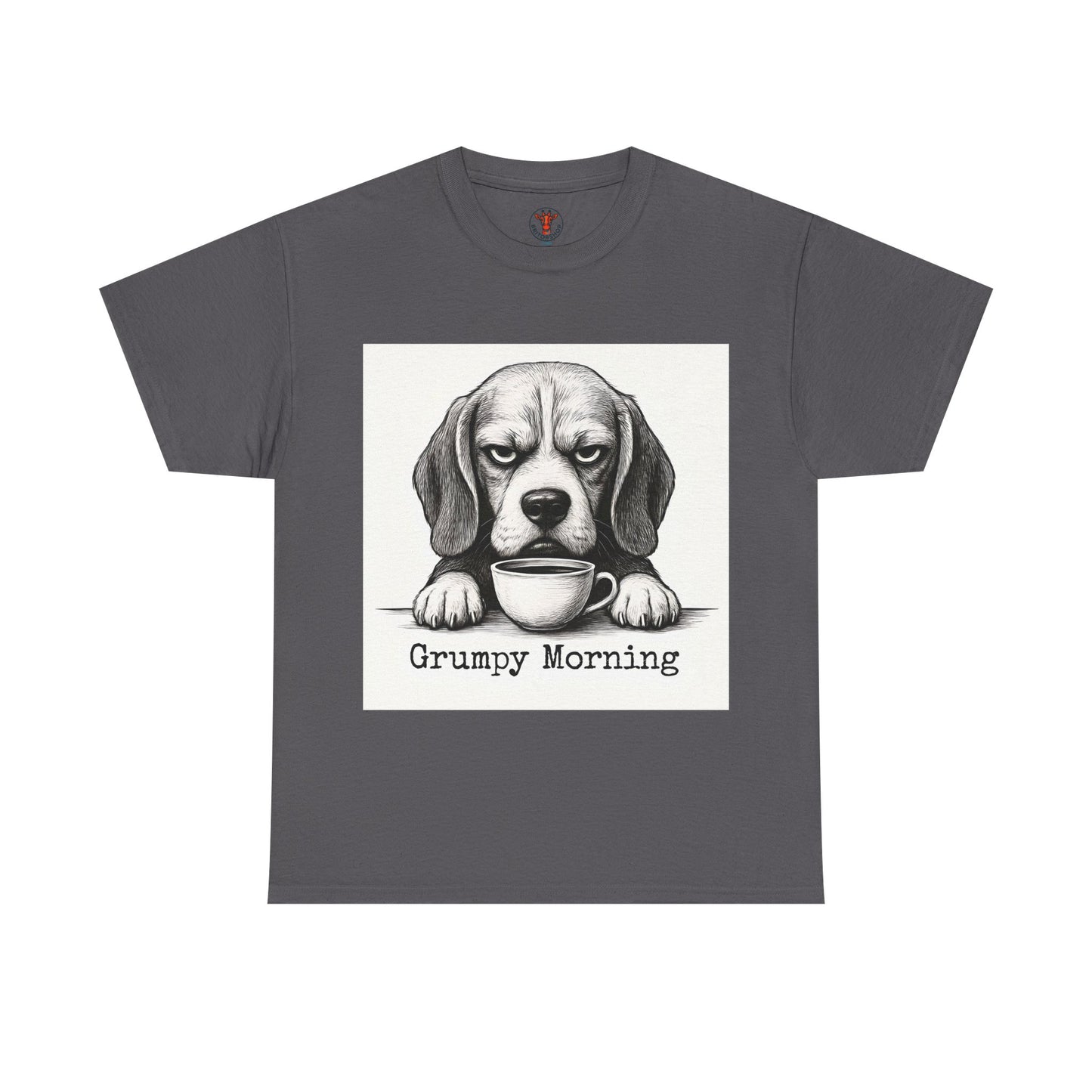 Grumpy Morning Dog Tee - Unisex Heavy Cotton Shirt for Pet Lovers, Funny Gift, Cute Dog Apparel, Casual Wear, Everyday Comfort