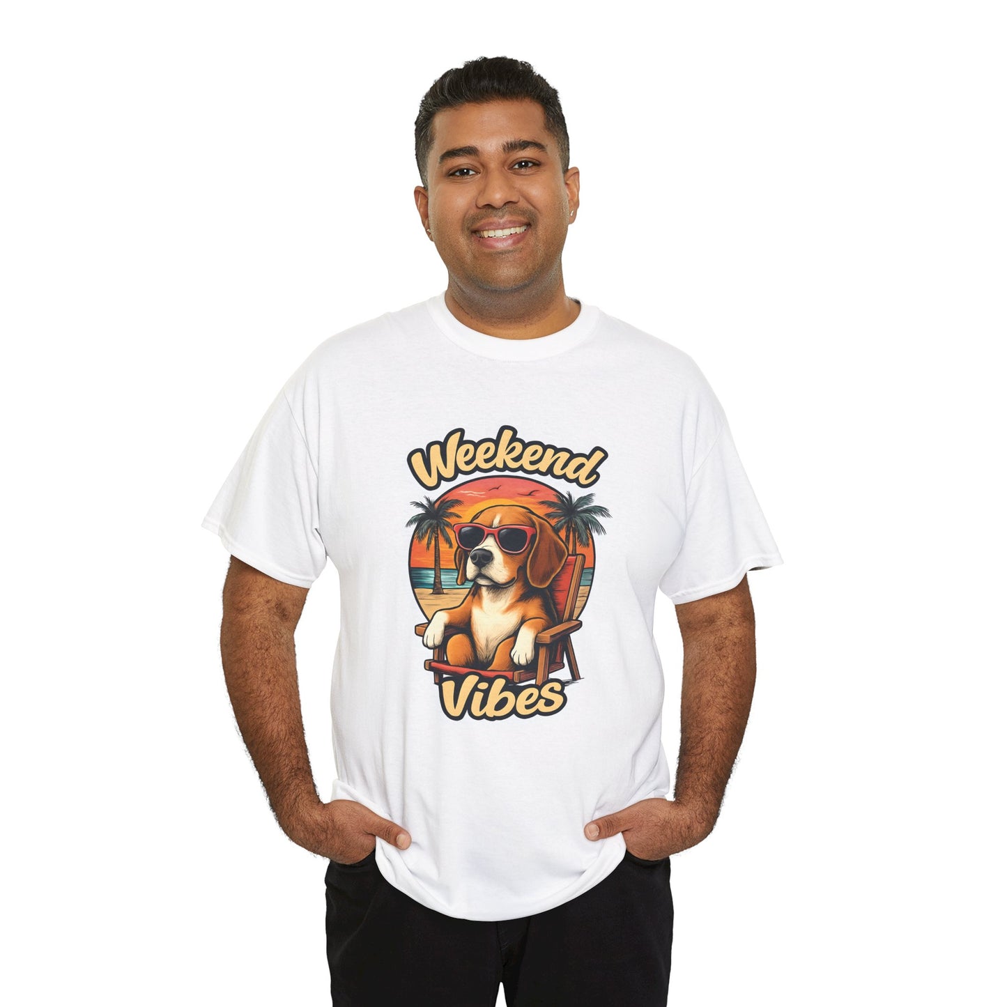 Weekend Vibes Unisex Heavy Cotton Tee, Dog Lover's Shirt, Summer Tee, Casual Wear, Fun Gift for Pet Owners