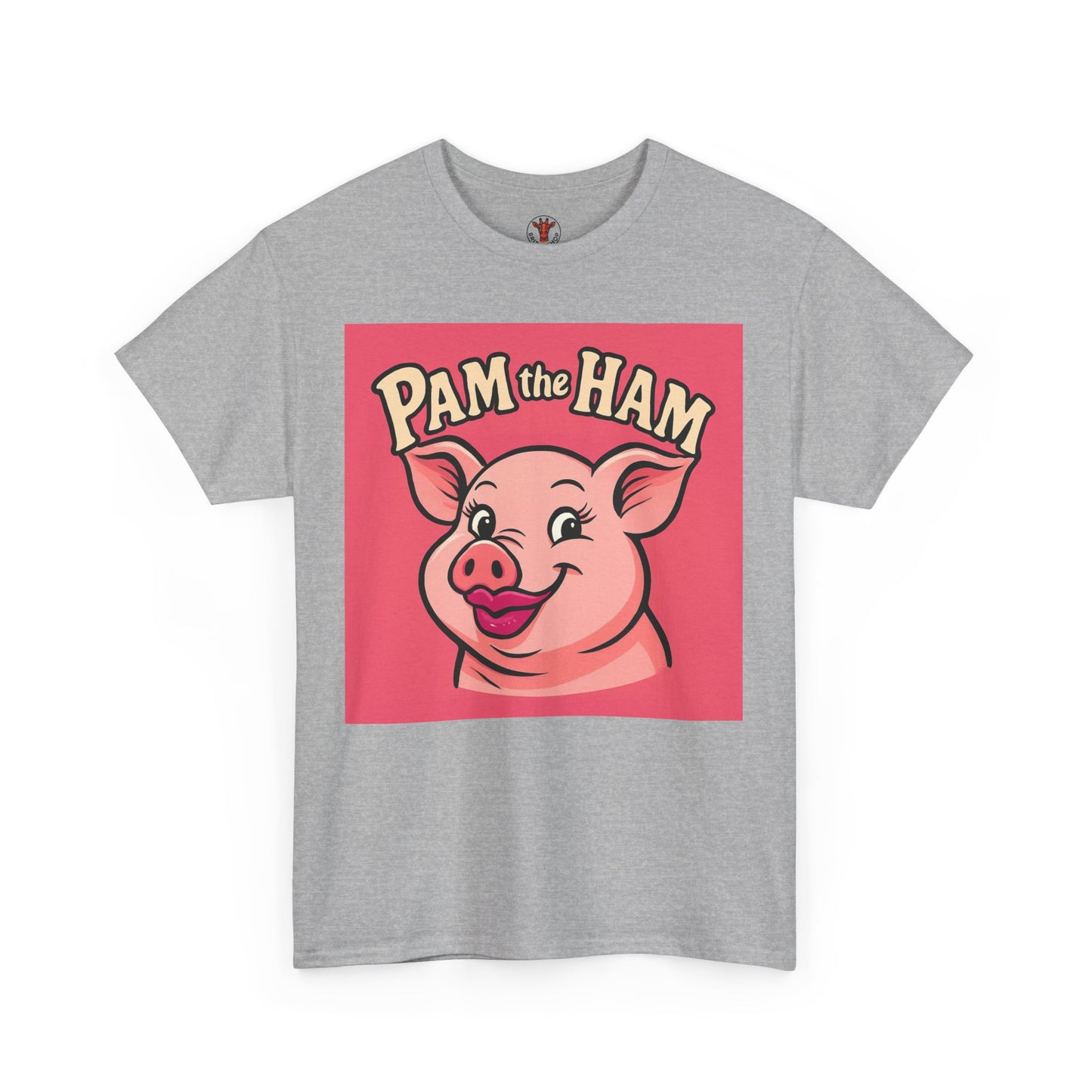 Pam the Ham Unisex Heavy Cotton Tee | Fun Graphic T-Shirt, Gift for Pig Lovers, Cute Animal Shirt, Casual Wear, Quirky Design