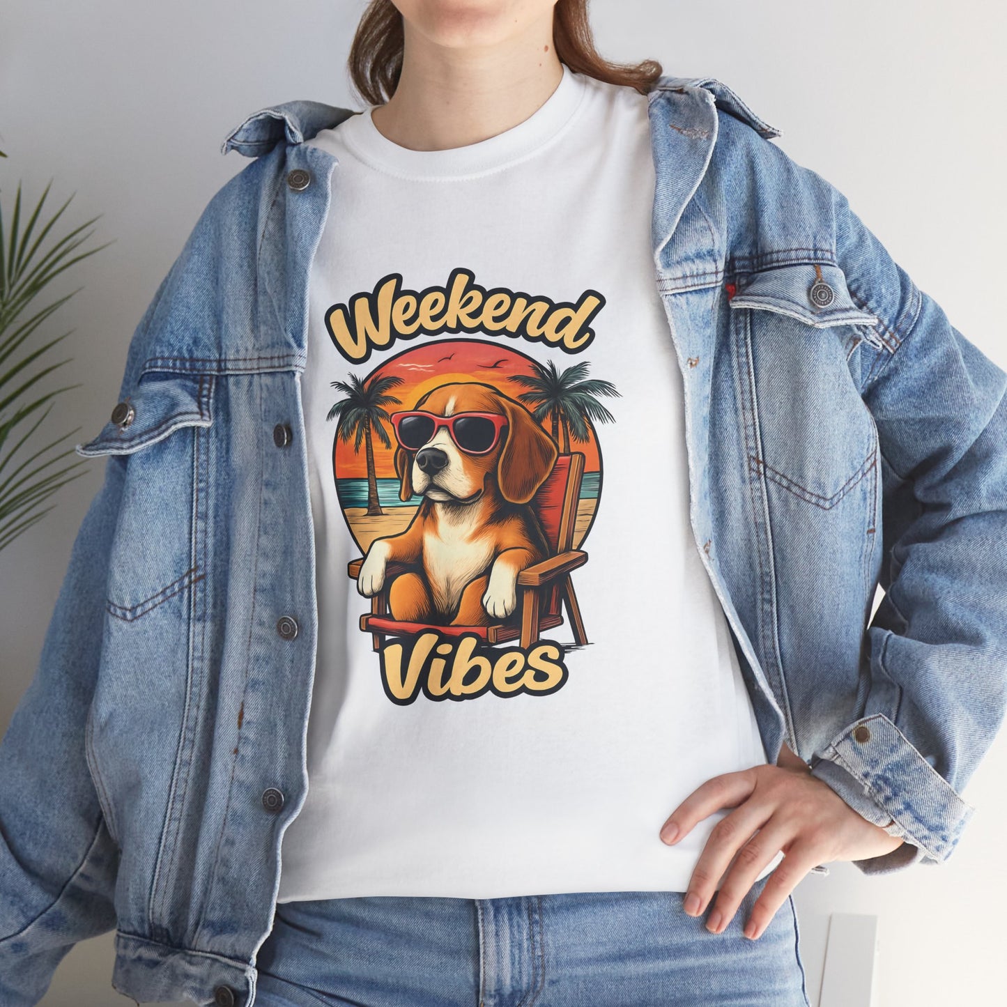 Weekend Vibes Unisex Heavy Cotton Tee, Dog Lover's Shirt, Summer Tee, Casual Wear, Fun Gift for Pet Owners