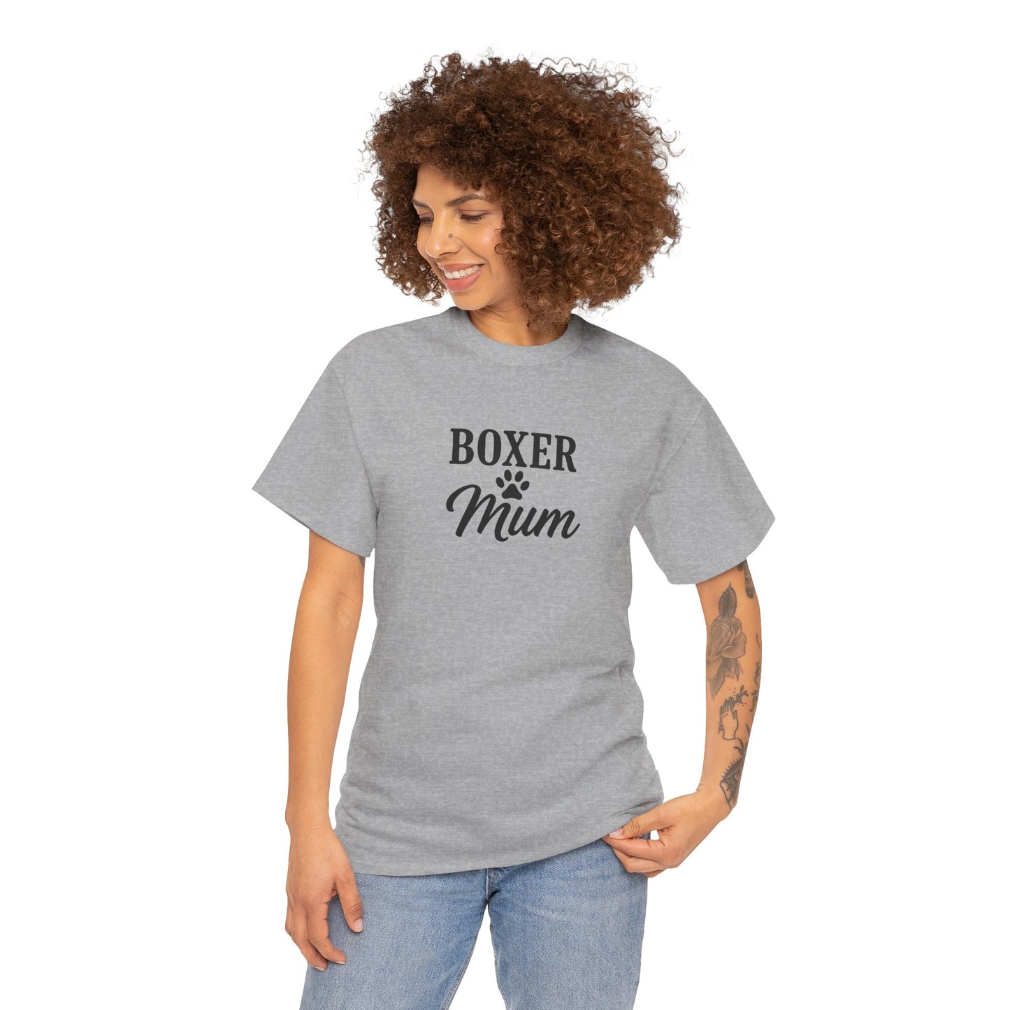 Boxer Mum Unisex Heavy Cotton Tee | Dog Lover Gift, Pet Owner Apparel, Funny Dog Mom Shirt, Birthday Gift for Boxer Owners