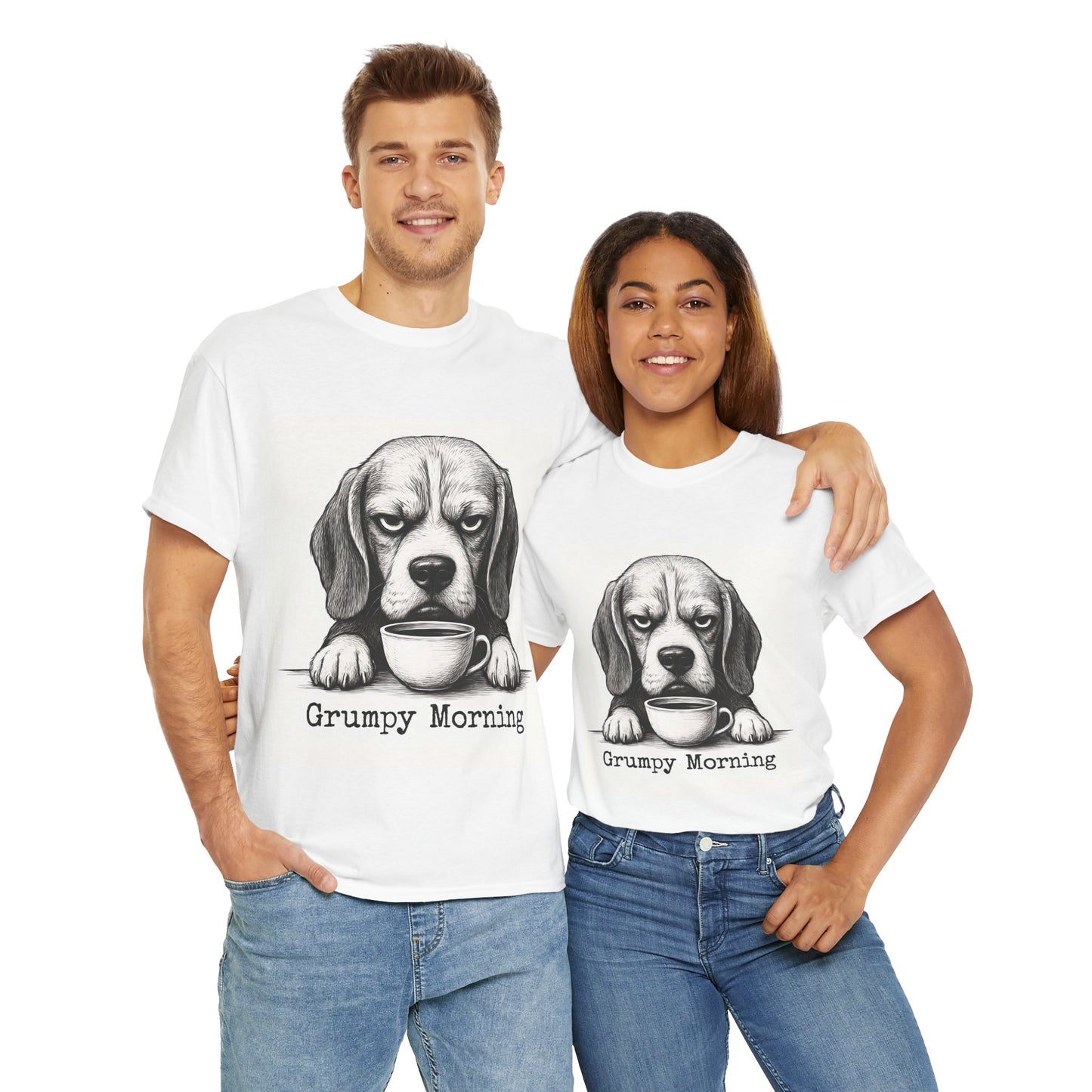 Grumpy Morning Dog Tee - Unisex Heavy Cotton Shirt for Pet Lovers, Funny Gift, Cute Dog Apparel, Casual Wear, Everyday Comfort