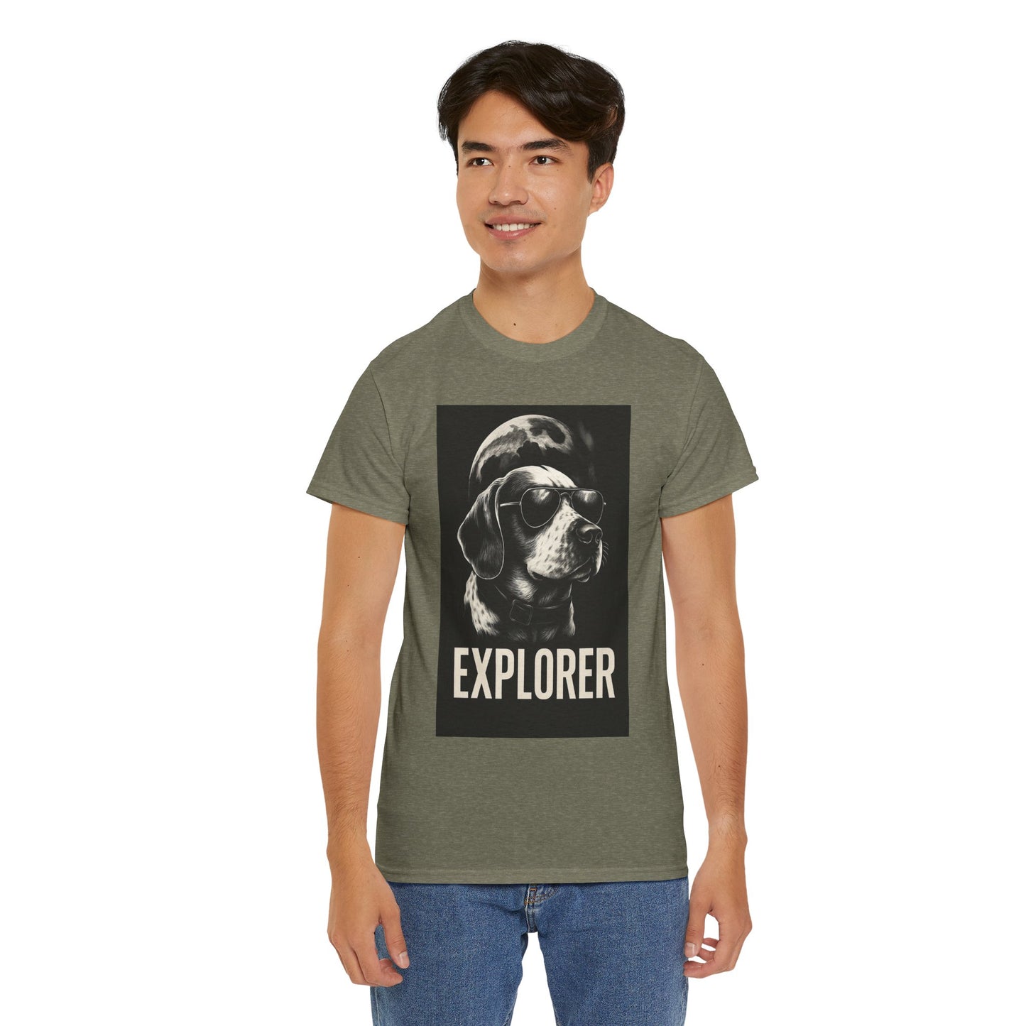 Explorer Dog Unisex Heavy Cotton Tee, Funny Pet Lover Gift, Adventure T-Shirt, Cool Animal Design, Dog Lover Apparel, Casual Tee