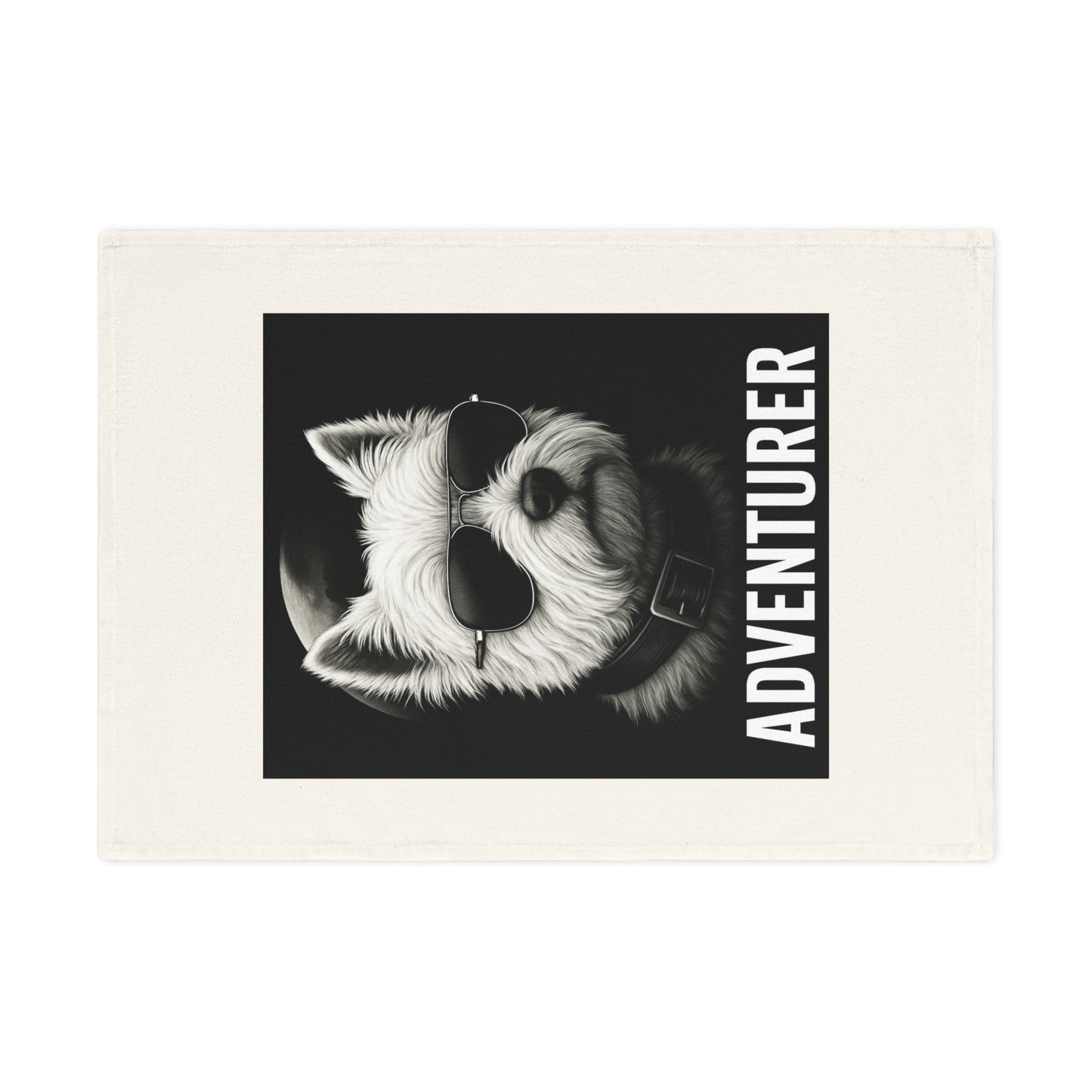 Cool Adventurer Westie Terrier Dog Cotton Tea Towel - Fun Kitchen Decor, Gift for Pet Lovers, Unique Home Accessory, Dog Mom Gift, Adventure Theme Towel