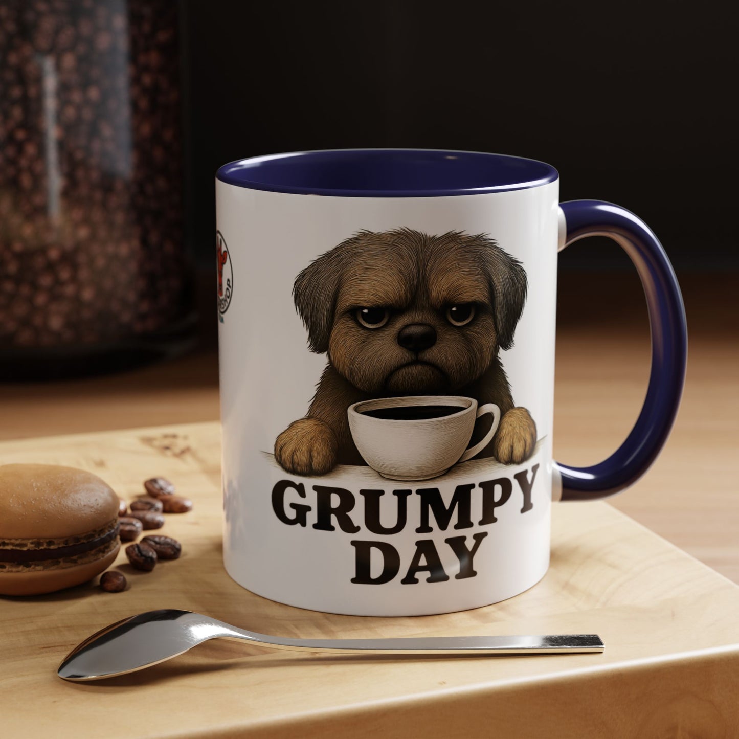 Grumpy Day Coffee Mug, shorkie, Funny Dog Mug, Pet Lover Gift, Morning Motivation, Coffee Lover Gift, Black Accent Mug