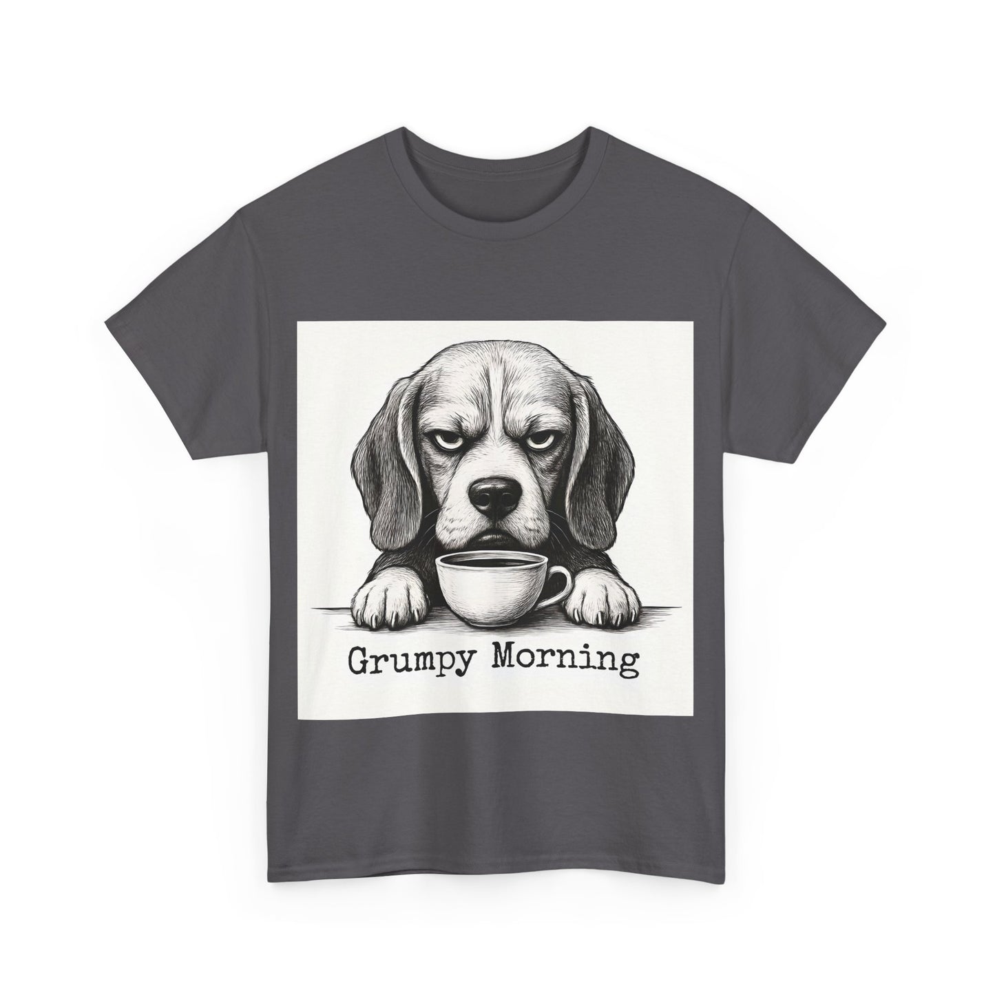 Grumpy Morning Dog Tee - Unisex Heavy Cotton Shirt for Pet Lovers, Funny Gift, Cute Dog Apparel, Casual Wear, Everyday Comfort