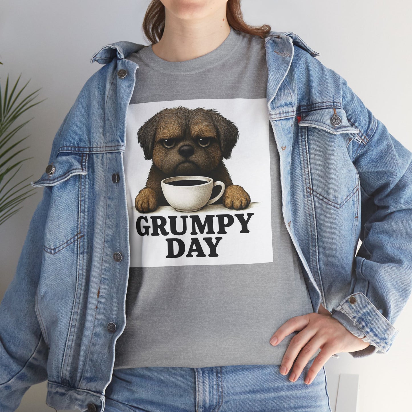 Shorkie Grumpy Dog Unisex Heavy Cotton Tee, Funny Pet Lover Shirt, Gift for Dog Owners, Humor T-Shirt, Cute Casual Wear