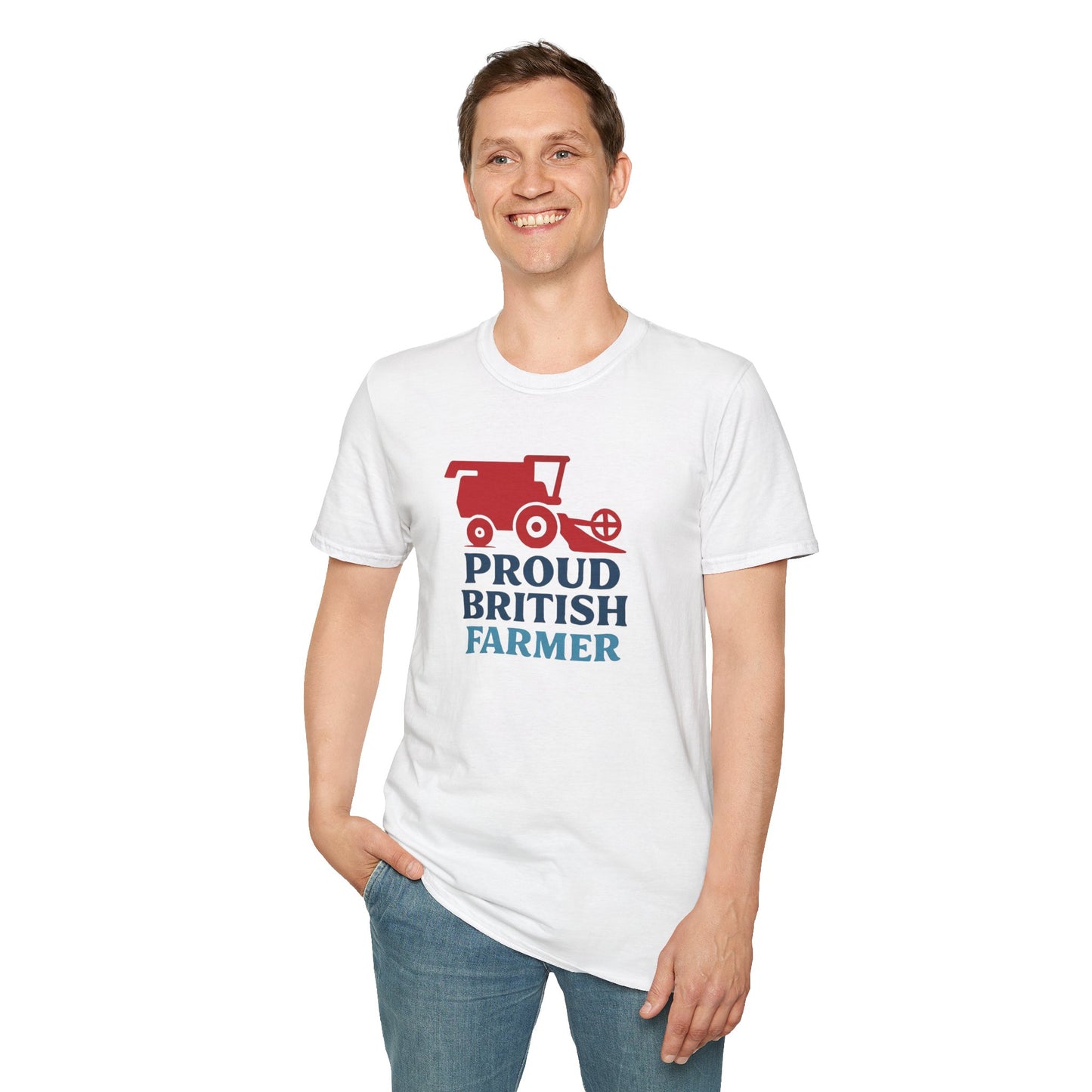 Farmer T-Shirt - Proud British Farmer, Combine Harvester Design