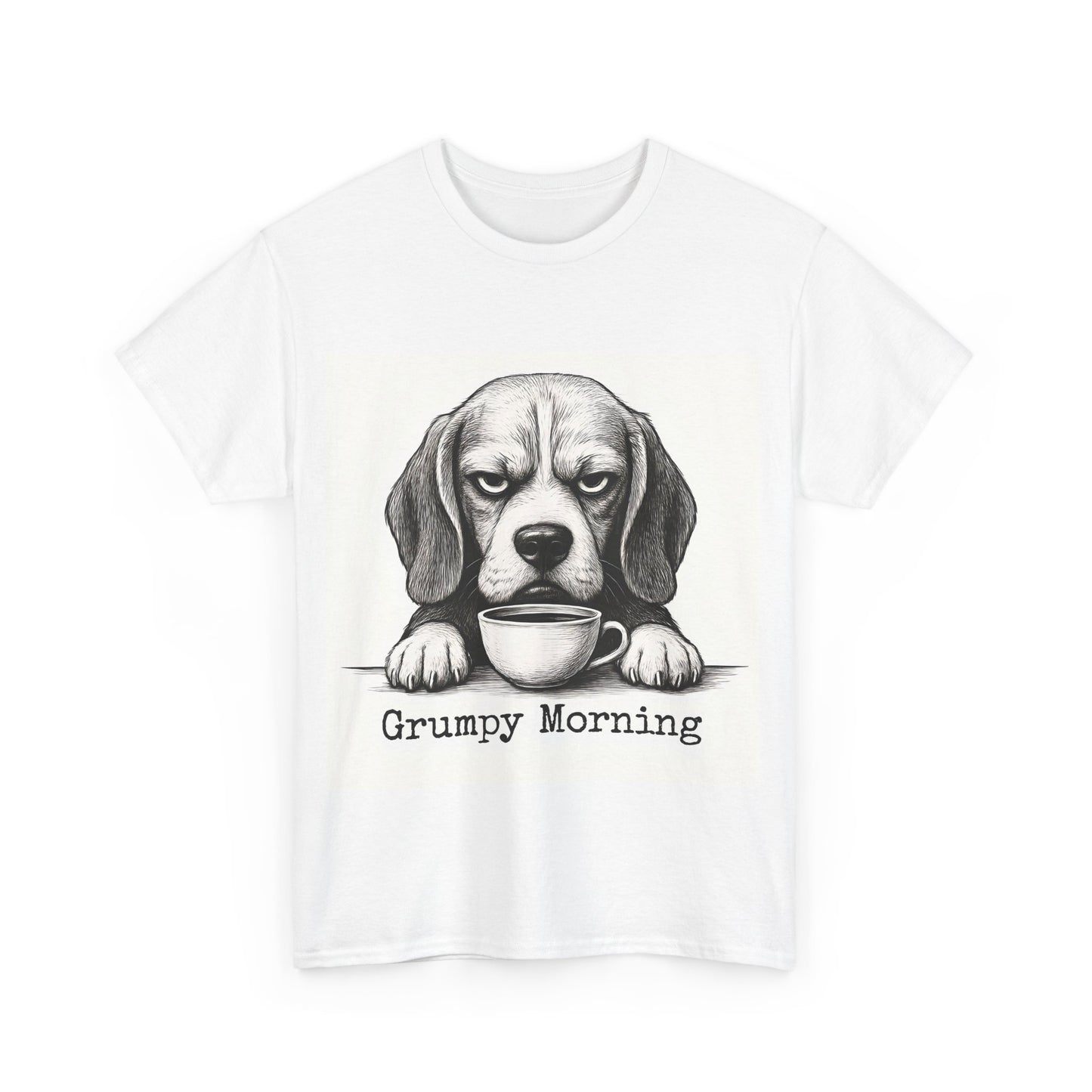 Grumpy Morning Dog Tee - Unisex Heavy Cotton Shirt for Pet Lovers, Funny Gift, Cute Dog Apparel, Casual Wear, Everyday Comfort