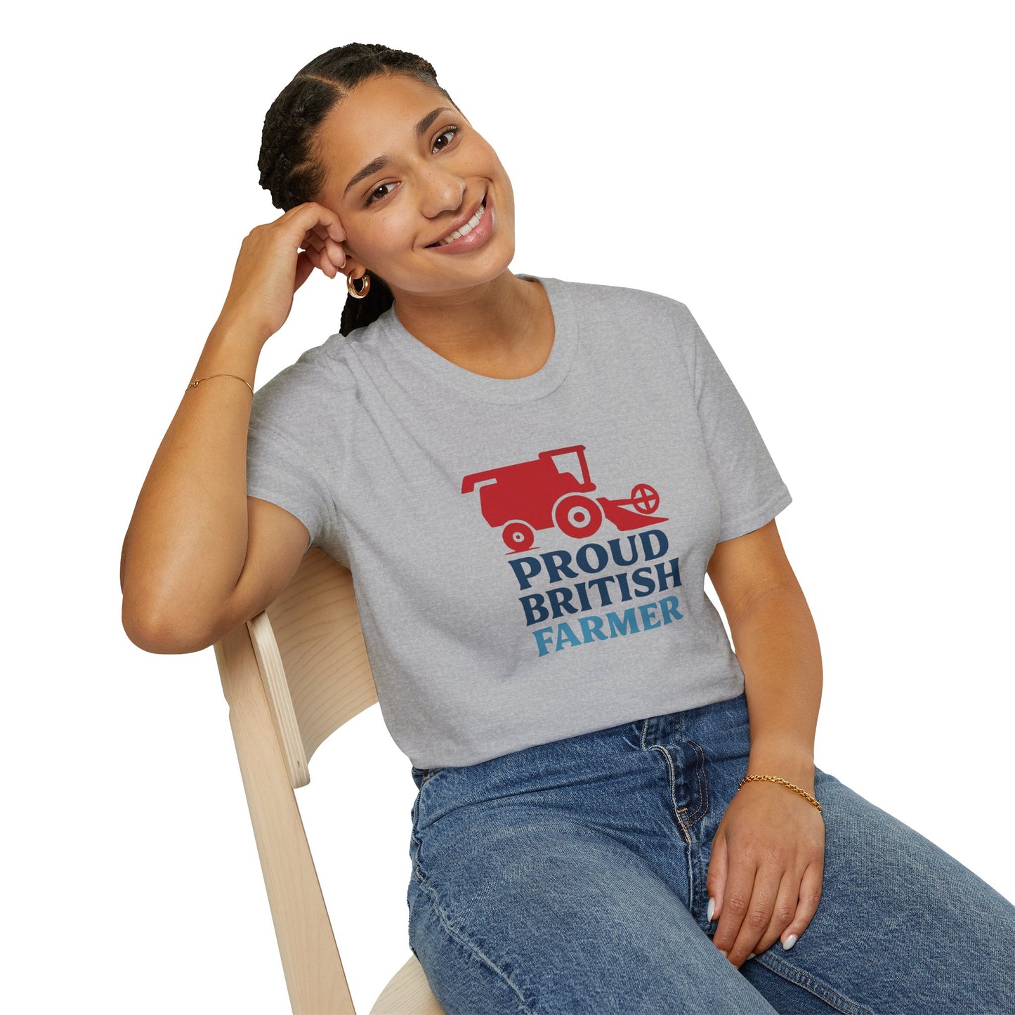 Farmer T-Shirt - Proud British Farmer, Combine Harvester Design