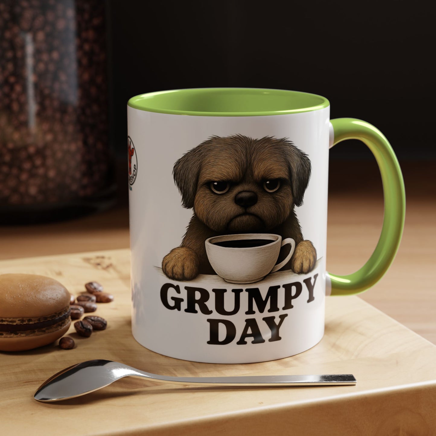 Grumpy Day Coffee Mug, shorkie, Funny Dog Mug, Pet Lover Gift, Morning Motivation, Coffee Lover Gift, Black Accent Mug