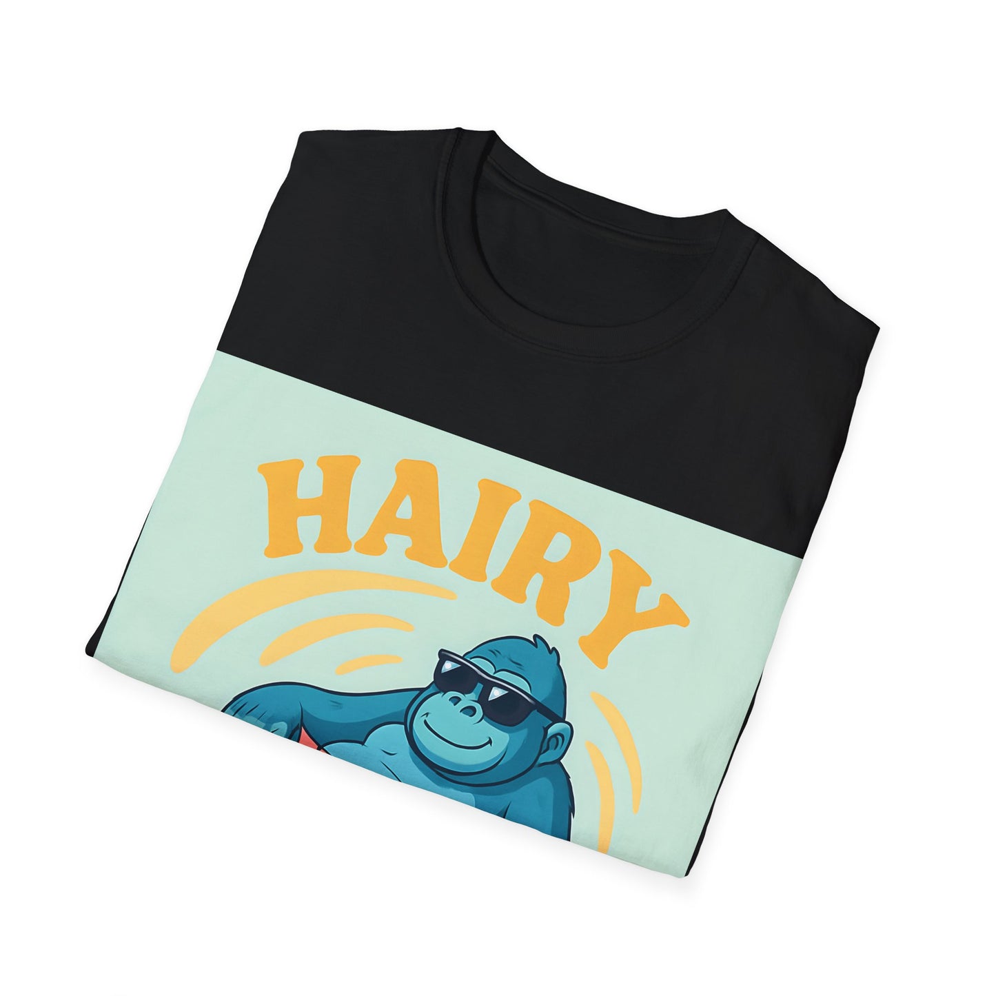 Hairy Pool Day Unisex Softstyle T-Shirt, Funny Summer Tee, Beach Party Shirt, Gorilla Graphic Shirt, Perfect Gift for Pool Lovers