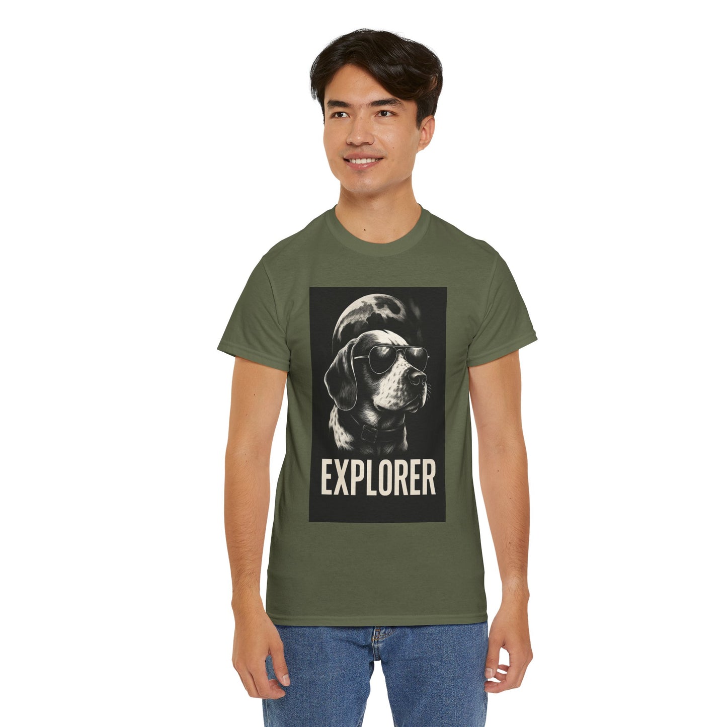 Explorer Dog Unisex Heavy Cotton Tee, Funny Pet Lover Gift, Adventure T-Shirt, Cool Animal Design, Dog Lover Apparel, Casual Tee