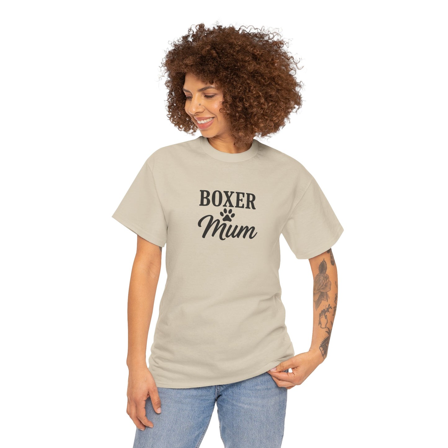 Boxer Mum Unisex Heavy Cotton Tee | Dog Lover Gift, Pet Owner Apparel, Funny Dog Mom Shirt, Birthday Gift for Boxer Owners
