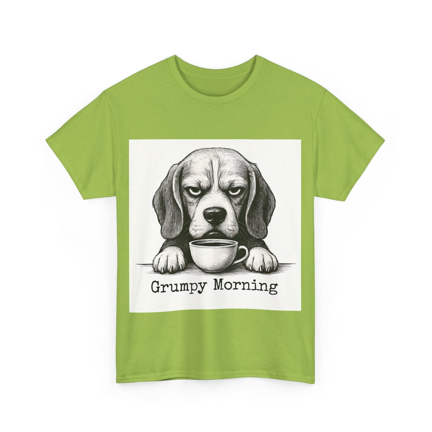 Grumpy Morning Dog Tee - Unisex Heavy Cotton Shirt for Pet Lovers, Funny Gift, Cute Dog Apparel, Casual Wear, Everyday Comfort