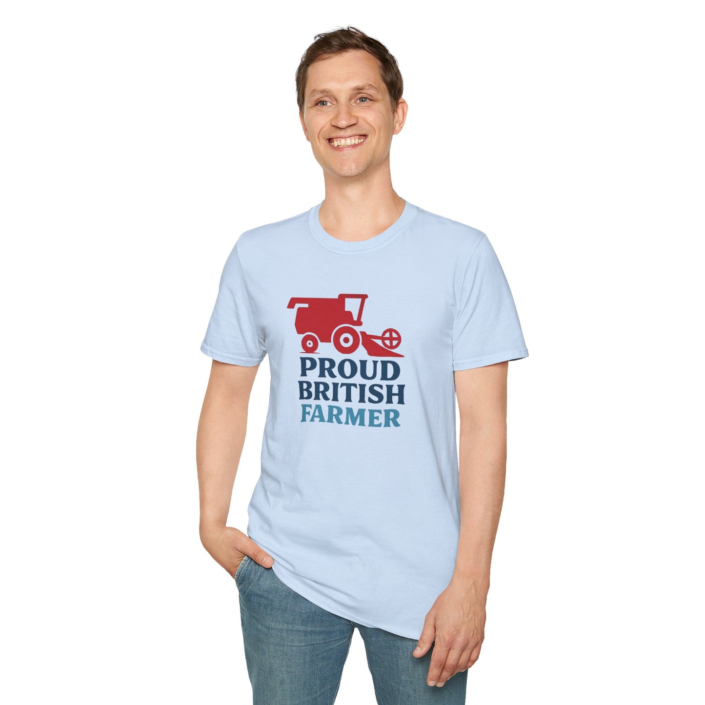 Farmer T-Shirt - Proud British Farmer, Combine Harvester Design
