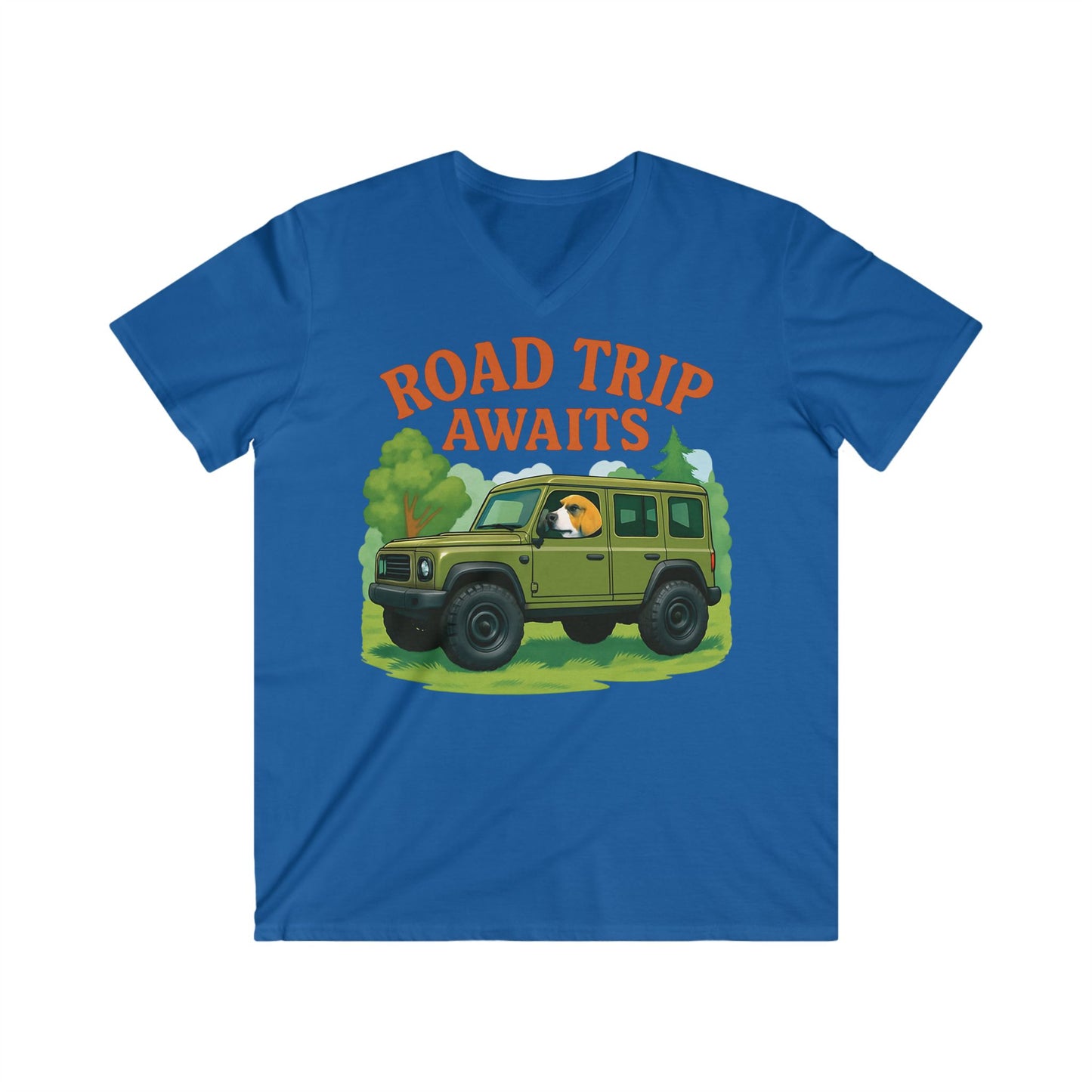 Men's Road Trip V-Neck Tee - Adventure Awaits, Casual Wear, Travel Shirt, Gift for Travelers, Summer Top