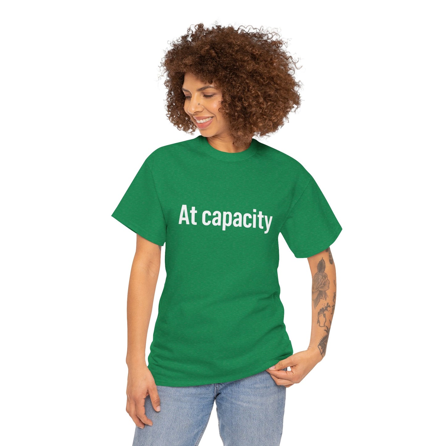At Capacity Unisex Heavy Cotton Tee | Comfortable Casual Wear, Gift for Friends, Unique Statement Shirt, Everyday Essentials, Unisex Fashion