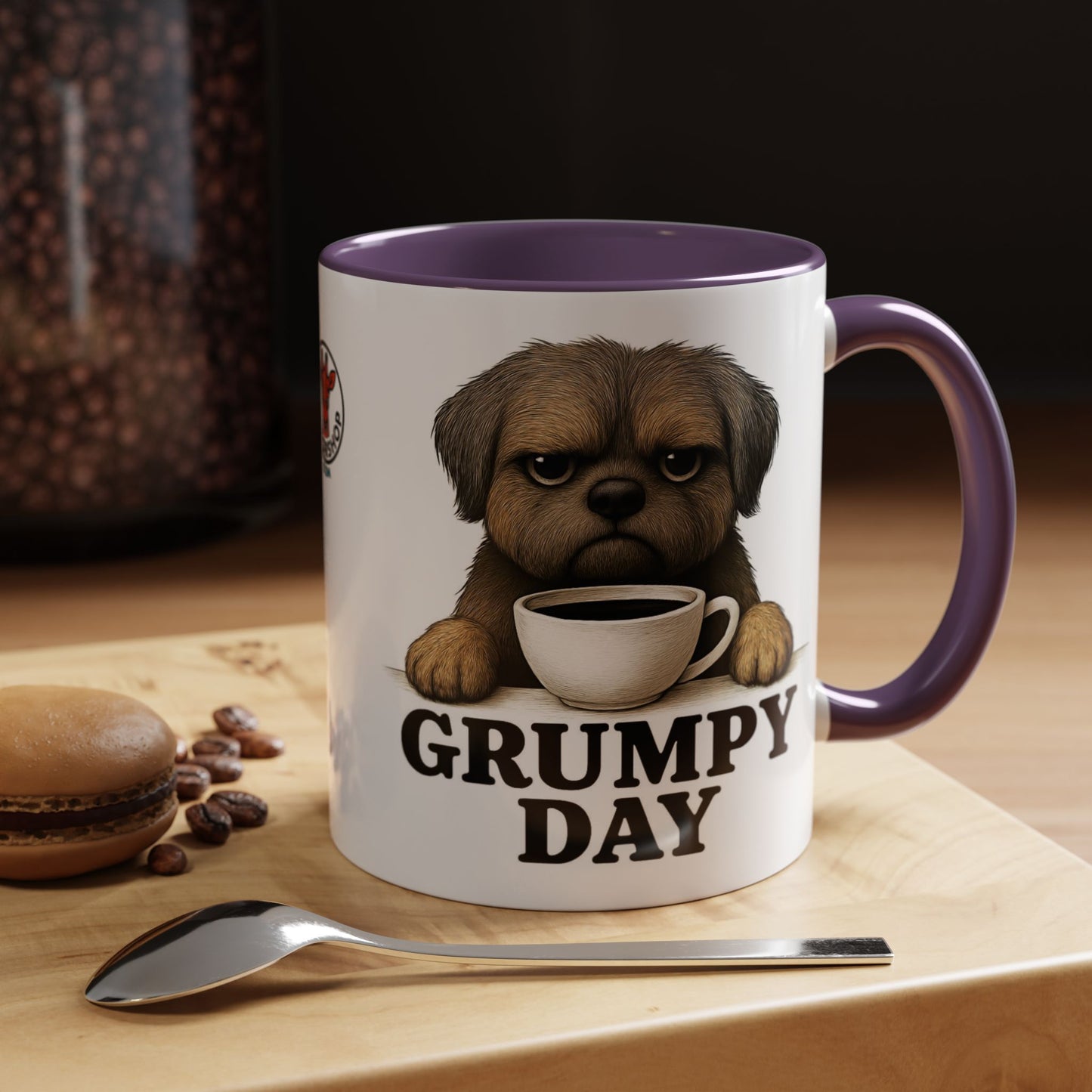 Grumpy Day Coffee Mug, shorkie, Funny Dog Mug, Pet Lover Gift, Morning Motivation, Coffee Lover Gift, Black Accent Mug
