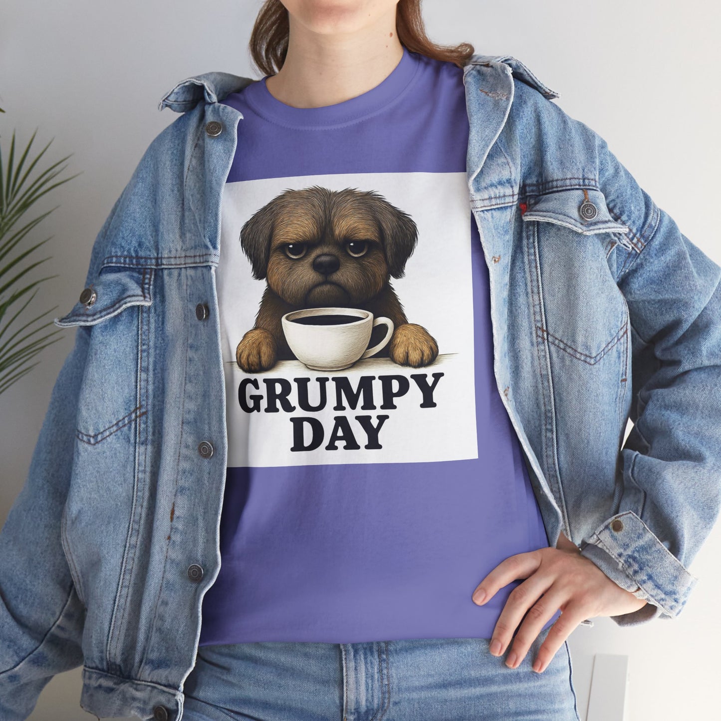 Shorkie Grumpy Dog Unisex Heavy Cotton Tee, Funny Pet Lover Shirt, Gift for Dog Owners, Humor T-Shirt, Cute Casual Wear