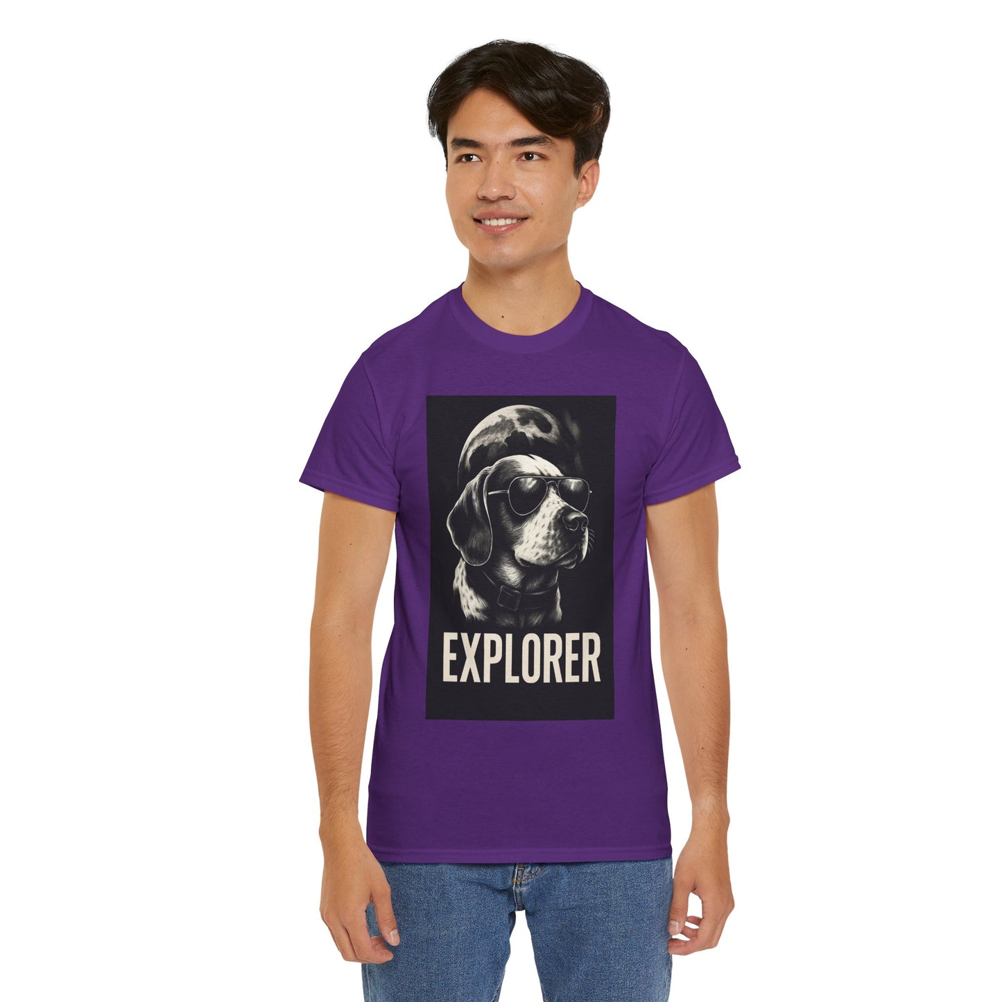 Explorer Dog Unisex Heavy Cotton Tee, Funny Pet Lover Gift, Adventure T-Shirt, Cool Animal Design, Dog Lover Apparel, Casual Tee