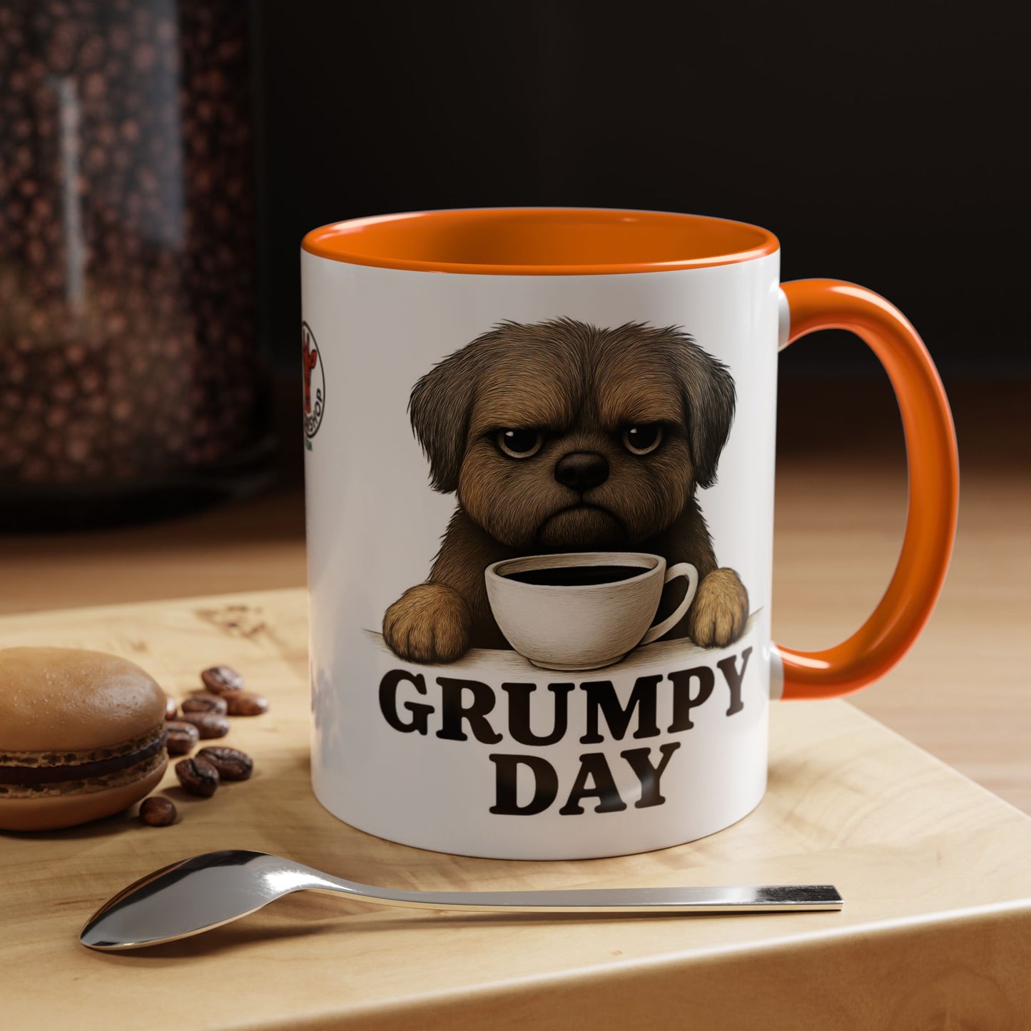 Grumpy Day Coffee Mug, shorkie, Funny Dog Mug, Pet Lover Gift, Morning Motivation, Coffee Lover Gift, Black Accent Mug