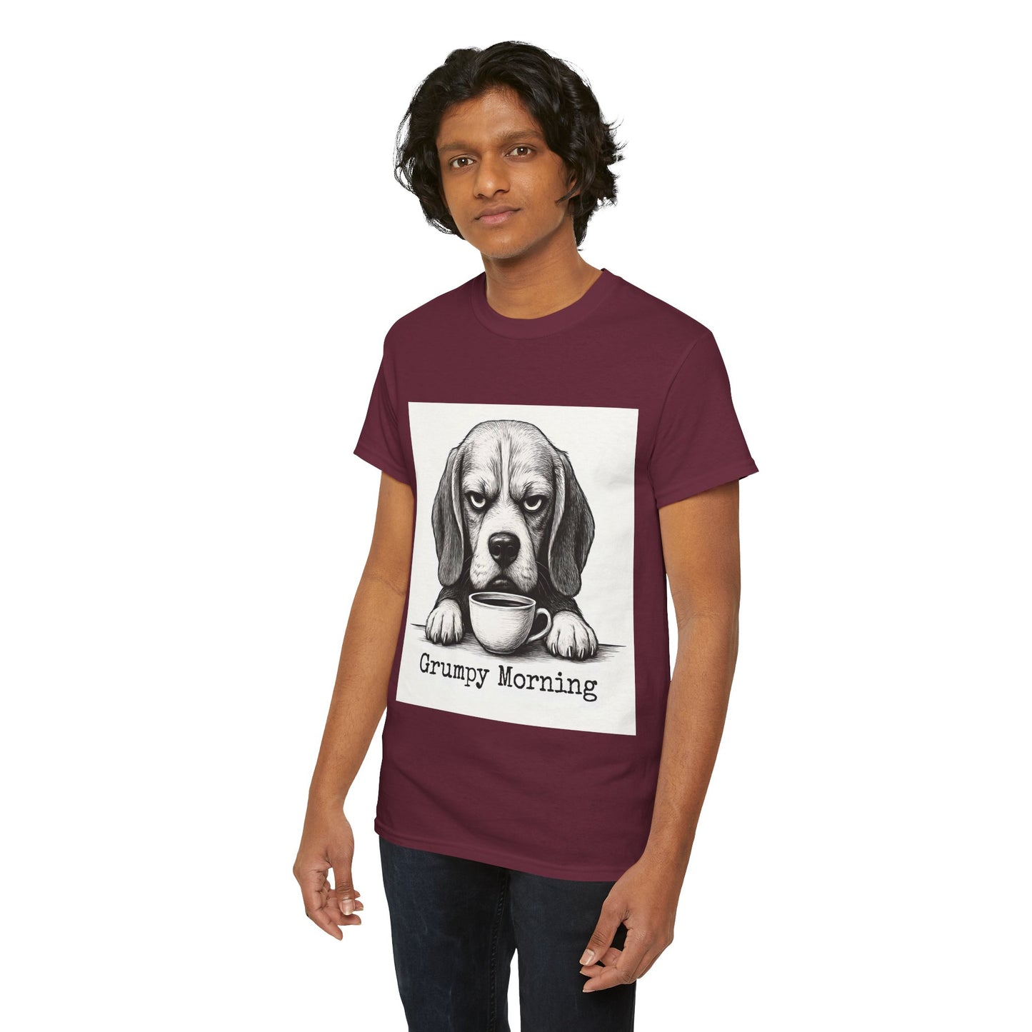 Grumpy Morning Dog Tee - Unisex Heavy Cotton Shirt for Pet Lovers, Funny Gift, Cute Dog Apparel, Casual Wear, Everyday Comfort