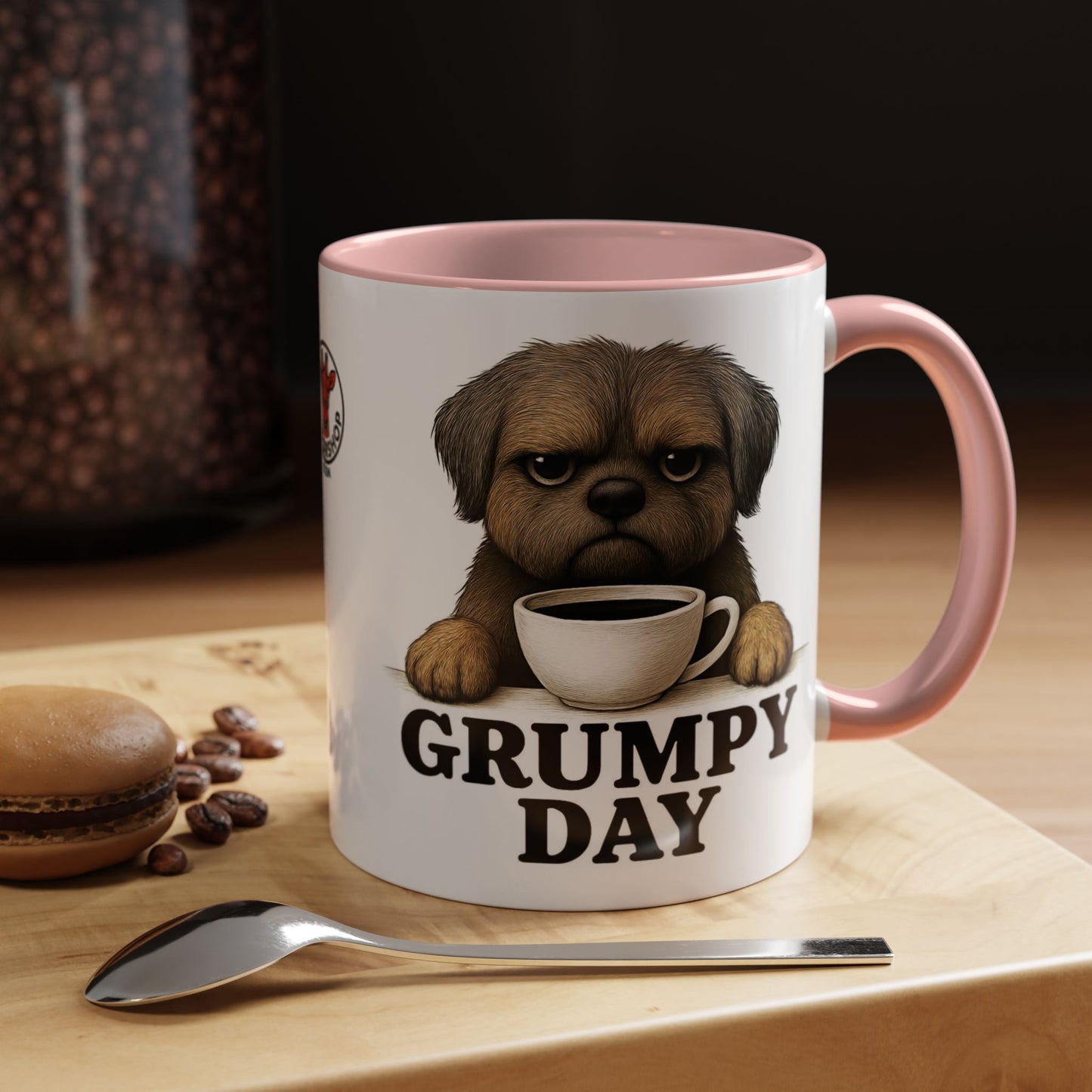 Grumpy Day Coffee Mug, shorkie, Funny Dog Mug, Pet Lover Gift, Morning Motivation, Coffee Lover Gift, Black Accent Mug