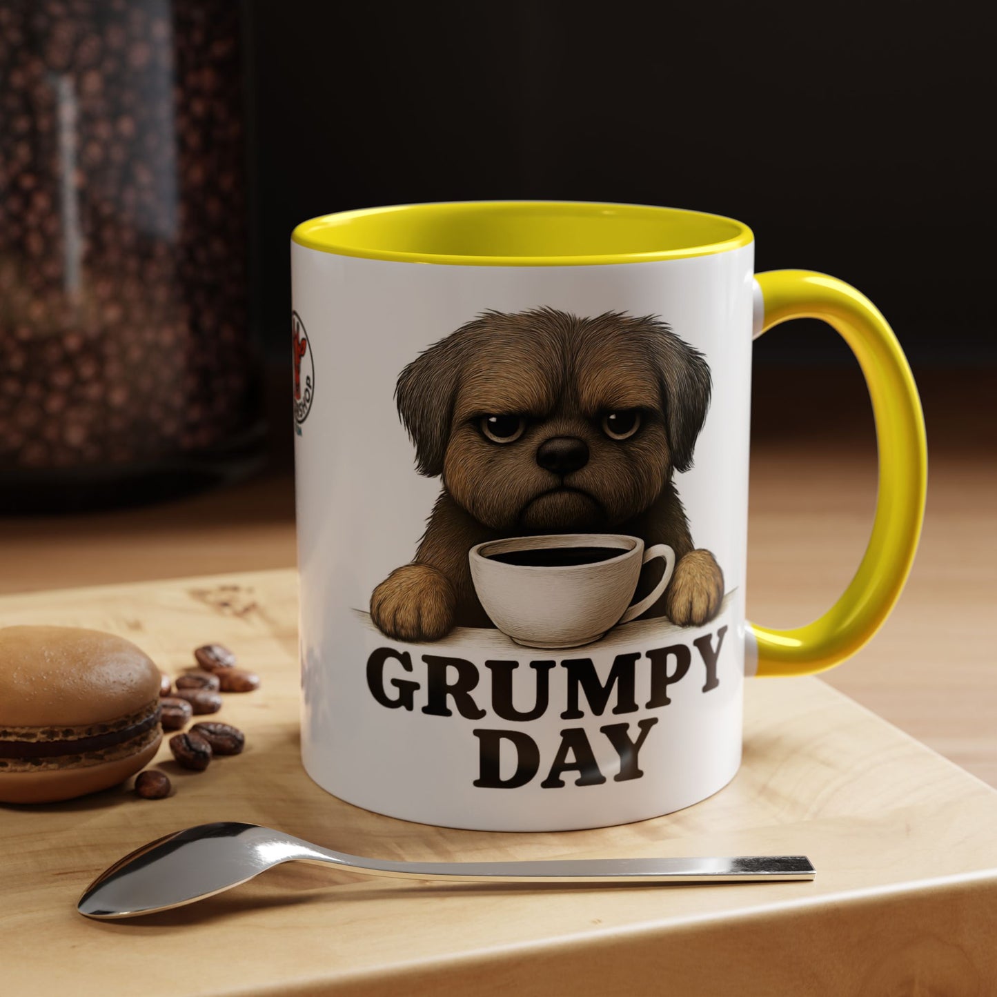 Grumpy Day Coffee Mug, shorkie, Funny Dog Mug, Pet Lover Gift, Morning Motivation, Coffee Lover Gift, Black Accent Mug