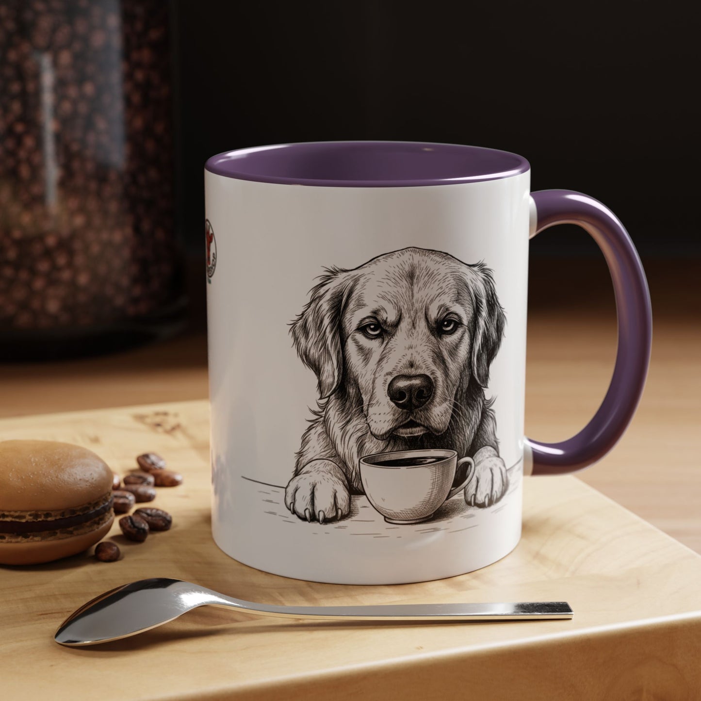 Golden Retriever Coffee Mug — Cute Dog with Coffee Illustration (11/15oz Accent Mug)