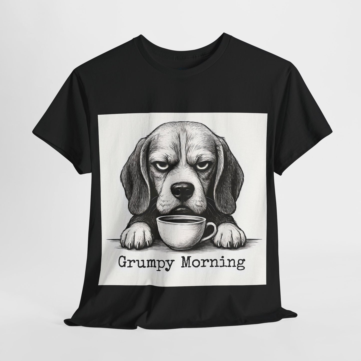 Grumpy Morning Dog Tee - Unisex Heavy Cotton Shirt for Pet Lovers, Funny Gift, Cute Dog Apparel, Casual Wear, Everyday Comfort
