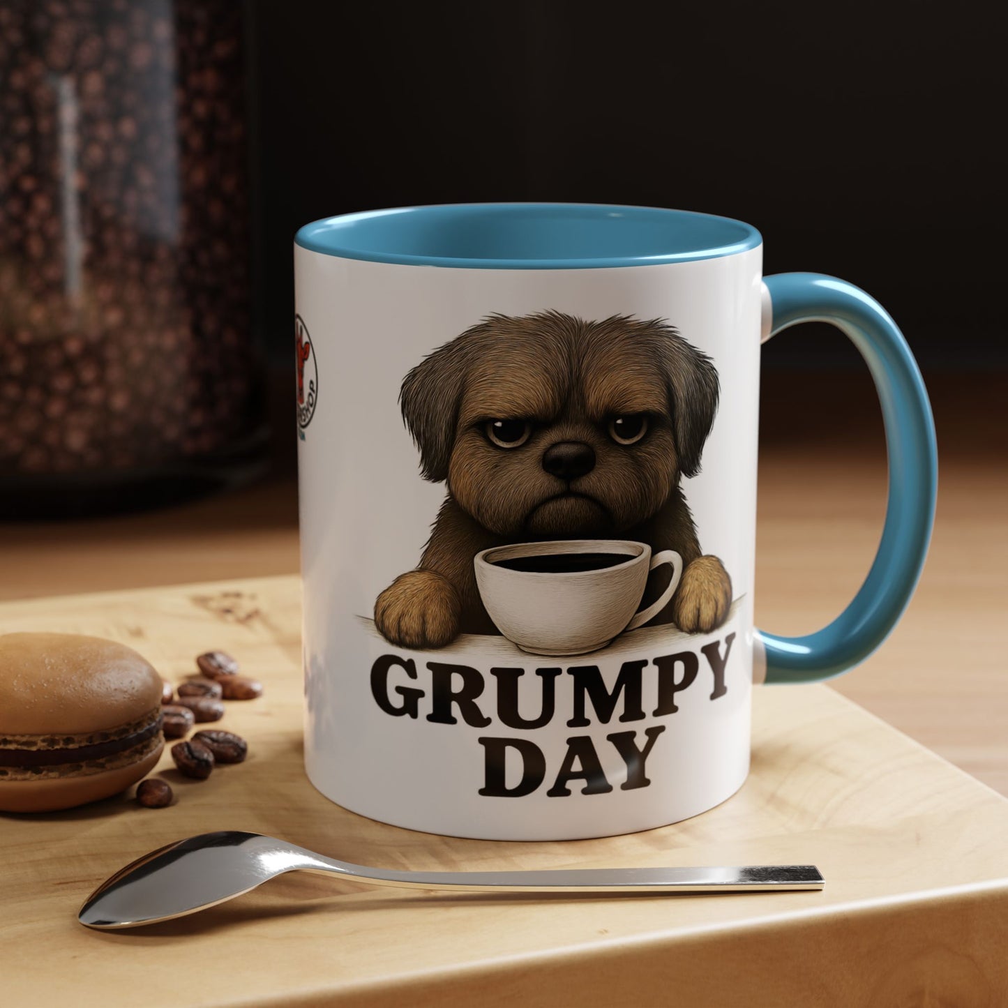 Grumpy Day Coffee Mug, shorkie, Funny Dog Mug, Pet Lover Gift, Morning Motivation, Coffee Lover Gift, Black Accent Mug