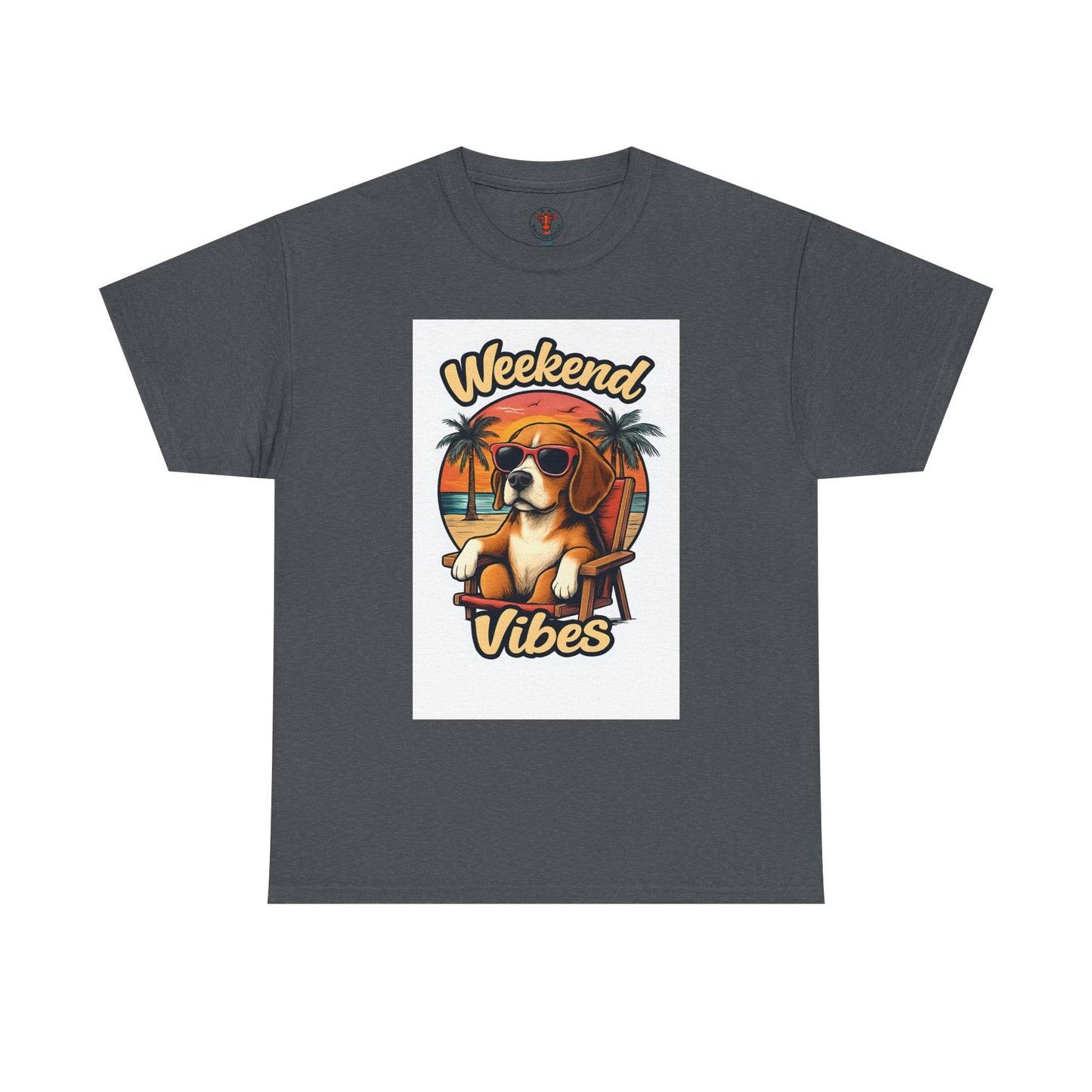 Weekend Vibes Unisex Heavy Cotton Tee, Dog Lover's Shirt, Summer Tee, Casual Wear, Fun Gift for Pet Owners