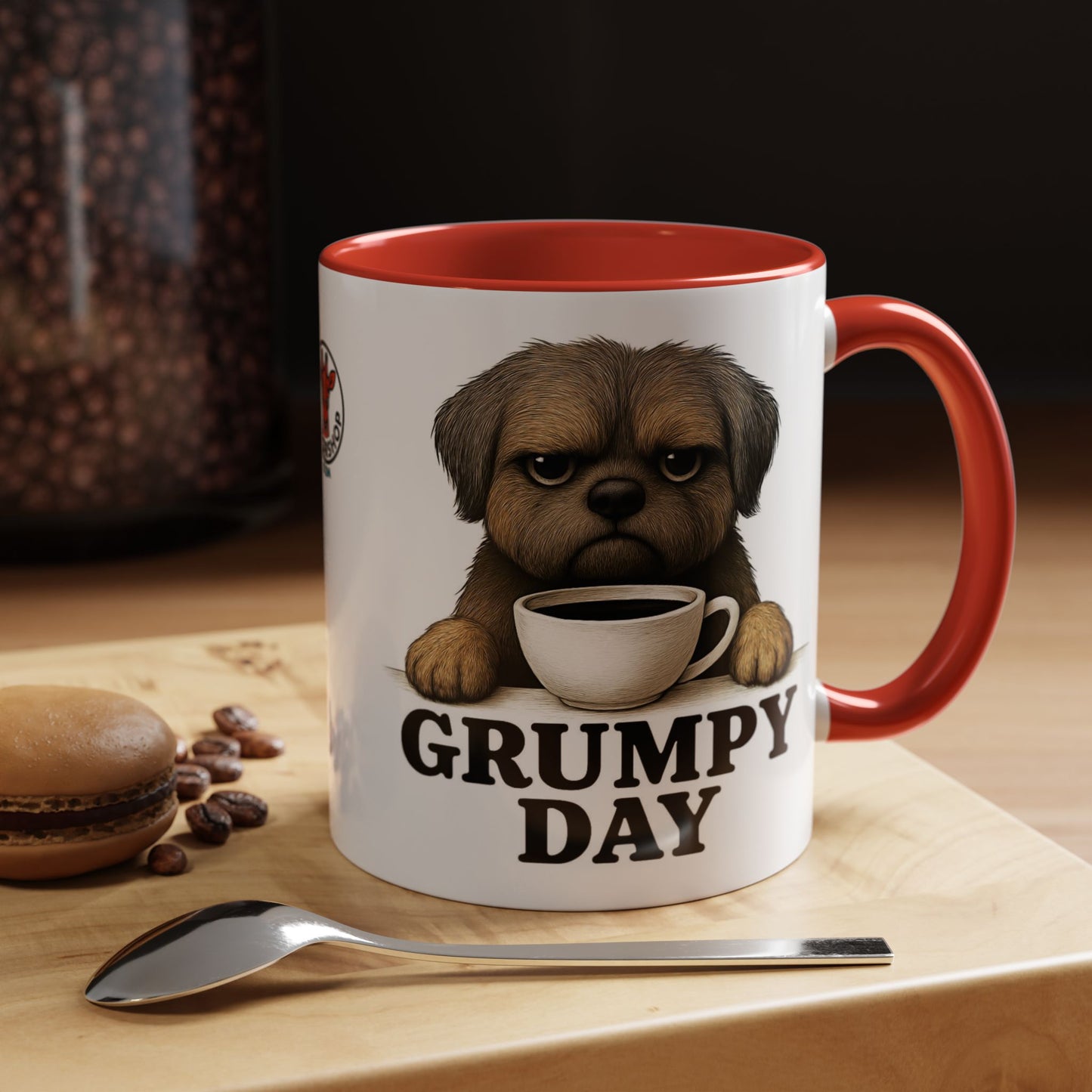 Grumpy Day Coffee Mug, shorkie, Funny Dog Mug, Pet Lover Gift, Morning Motivation, Coffee Lover Gift, Black Accent Mug