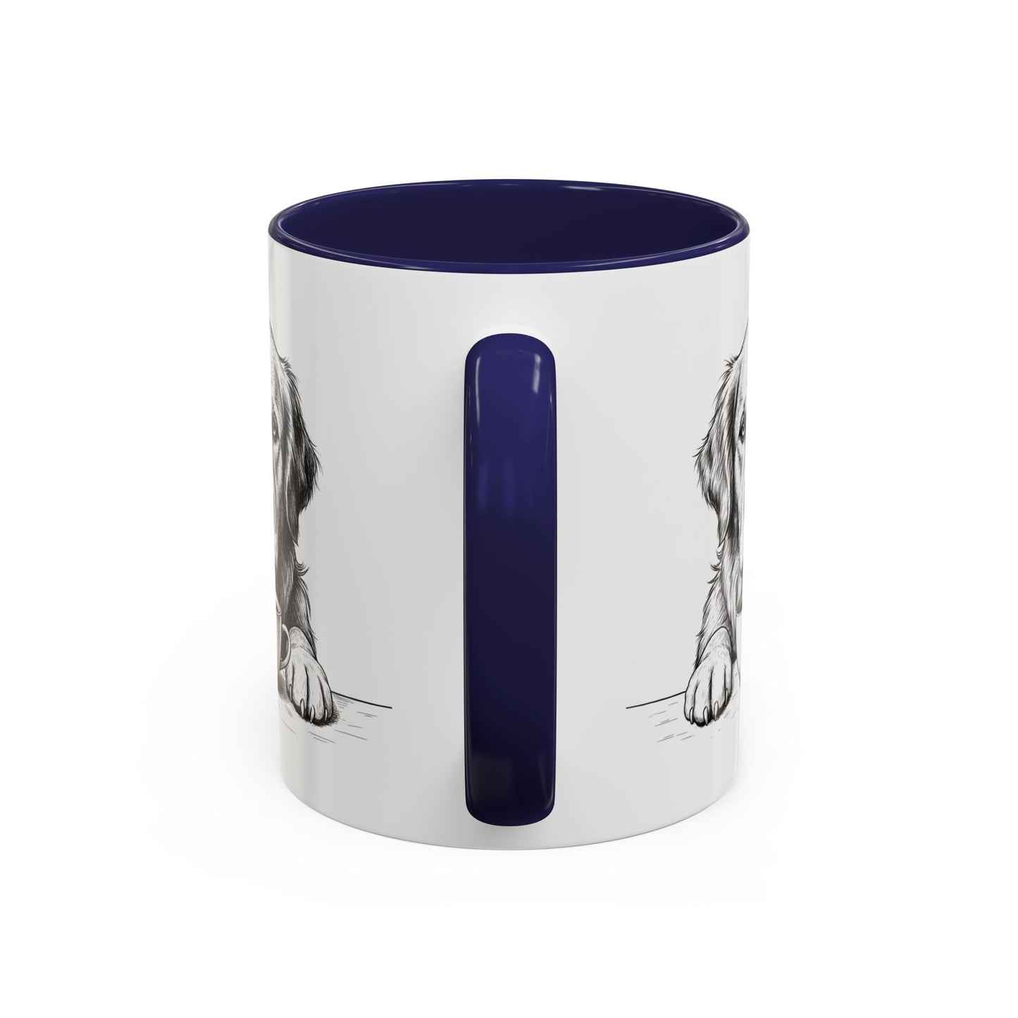 Golden Retriever Coffee Mug — Cute Dog with Coffee Illustration (11/15oz Accent Mug)