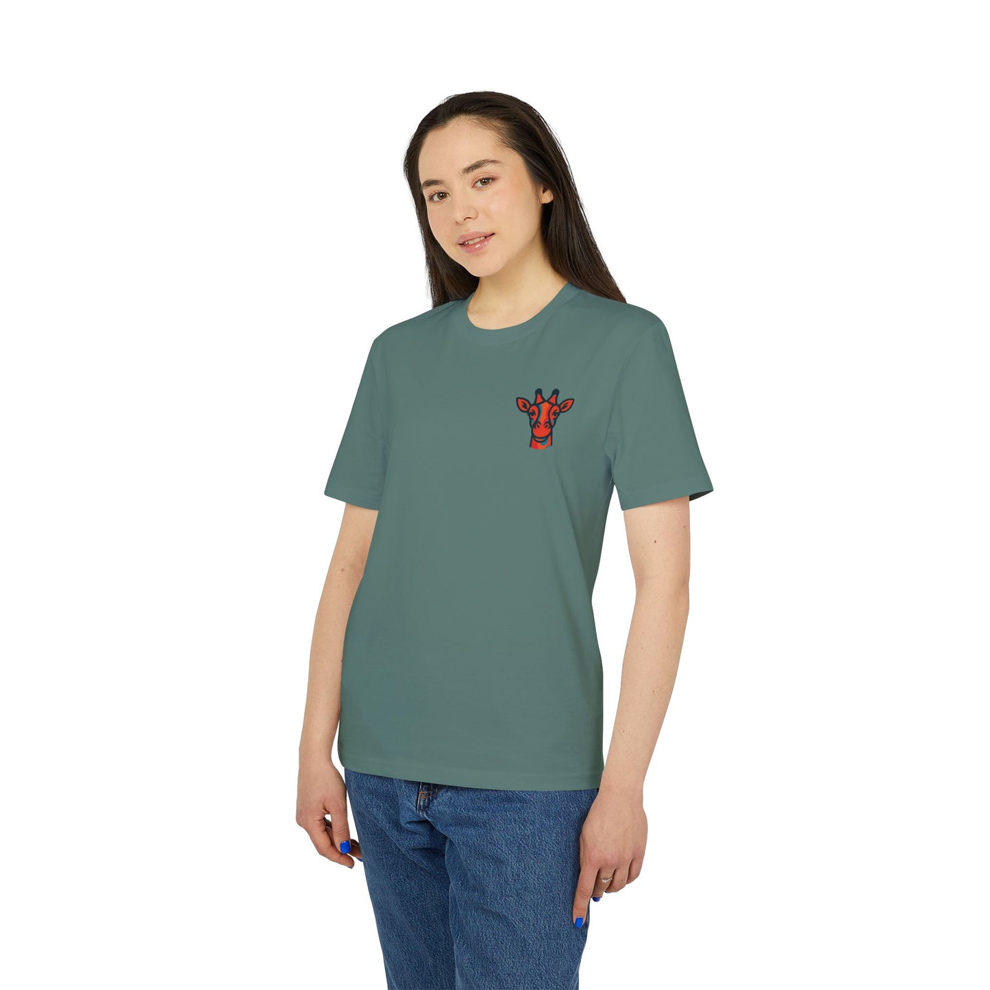 Britor classic Giraffe logo Mini Patch T-Shirt — Cute Chest Graphic Tee for Animal Lovers