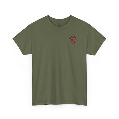Britor classic logo Giraffe  Patch Tee — Small Chest Embroidered Giraffe Graphic T-Shirt