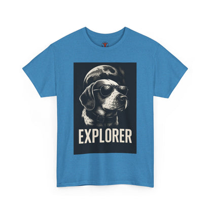 Explorer Dog Unisex Heavy Cotton Tee, Funny Pet Lover Gift, Adventure T-Shirt, Cool Animal Design, Dog Lover Apparel, Casual Tee