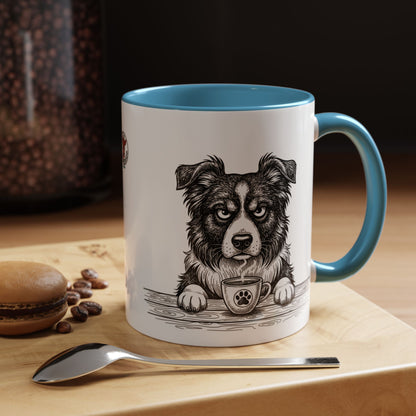 Grumpy Border Collie Coffee Club — Art Print / Mug