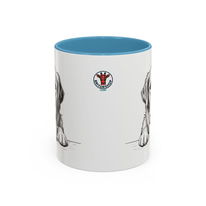 Golden Retriever Coffee Mug — Cute Dog with Coffee Illustration (11/15oz Accent Mug)