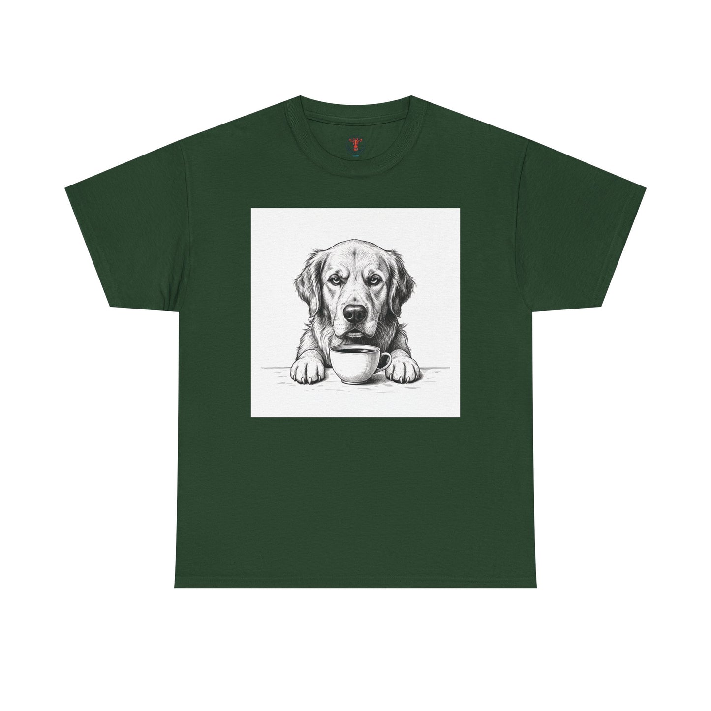 Grumpy Golden Retriever Coffee Club, T-Shirt – Realistic Illustration Tee for Dog Lovers