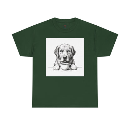 Grumpy Golden Retriever Coffee Club, T-Shirt – Realistic Illustration Tee for Dog Lovers
