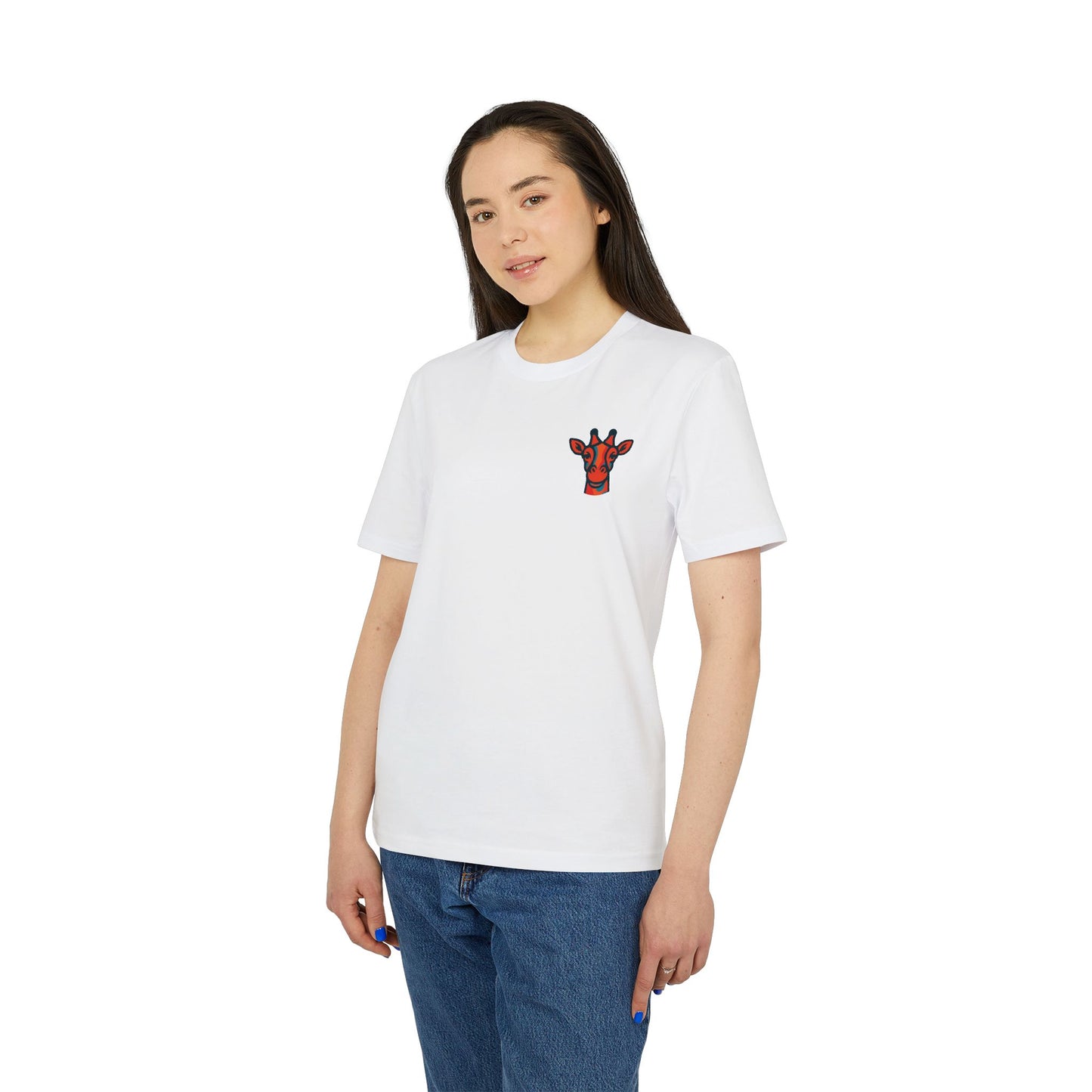 Britor classic Giraffe logo Mini Patch T-Shirt — Cute Chest Graphic Tee for Animal Lovers
