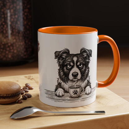 Grumpy Border Collie Coffee Club — Art Print / Mug