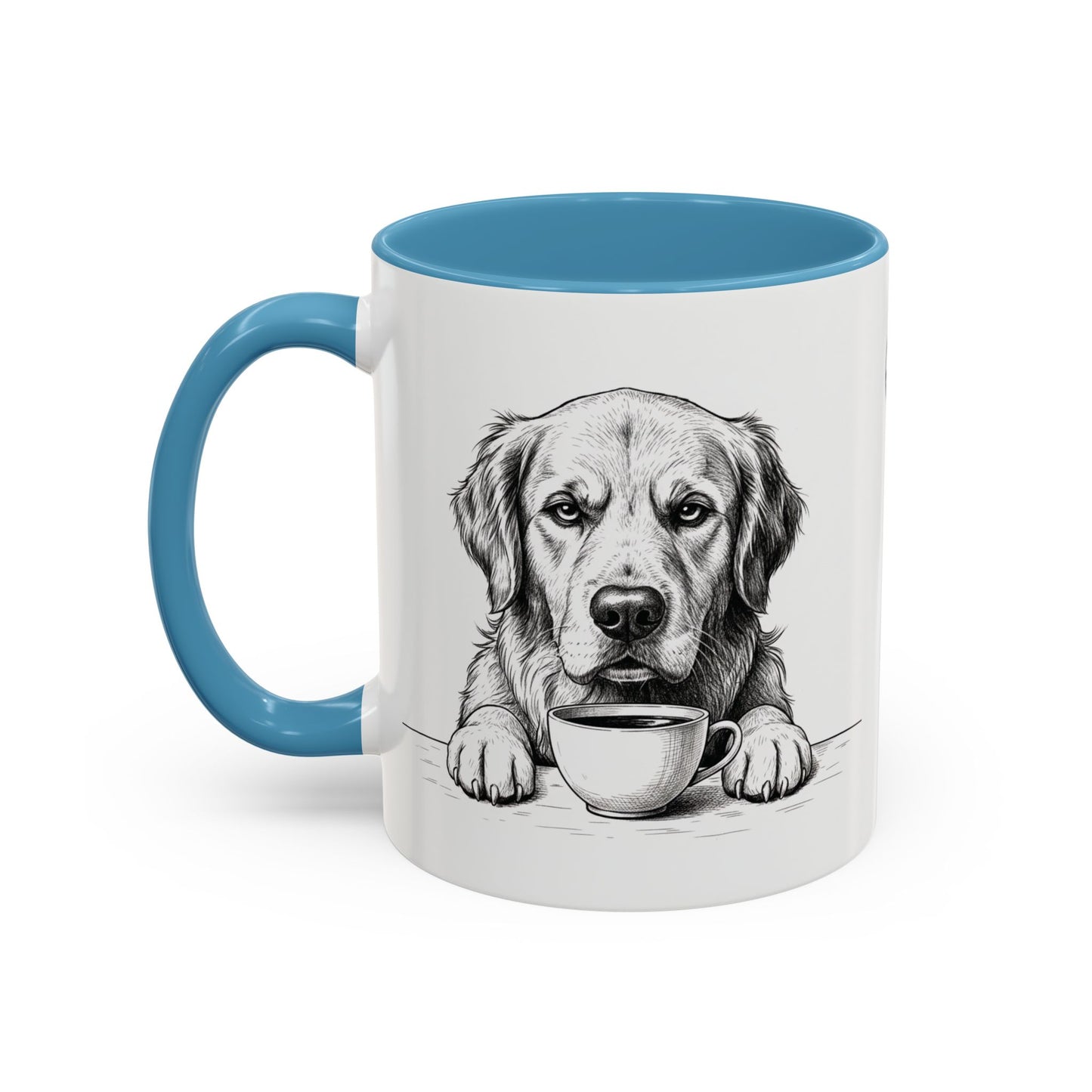 Golden Retriever Coffee Mug — Cute Dog with Coffee Illustration (11/15oz Accent Mug)