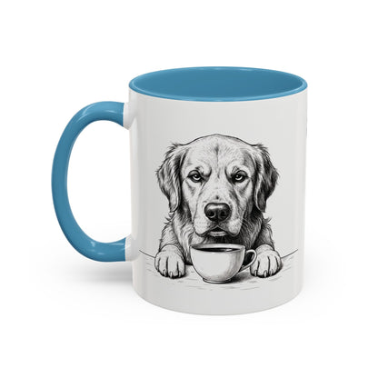 Golden Retriever Coffee Mug — Cute Dog with Coffee Illustration (11/15oz Accent Mug)