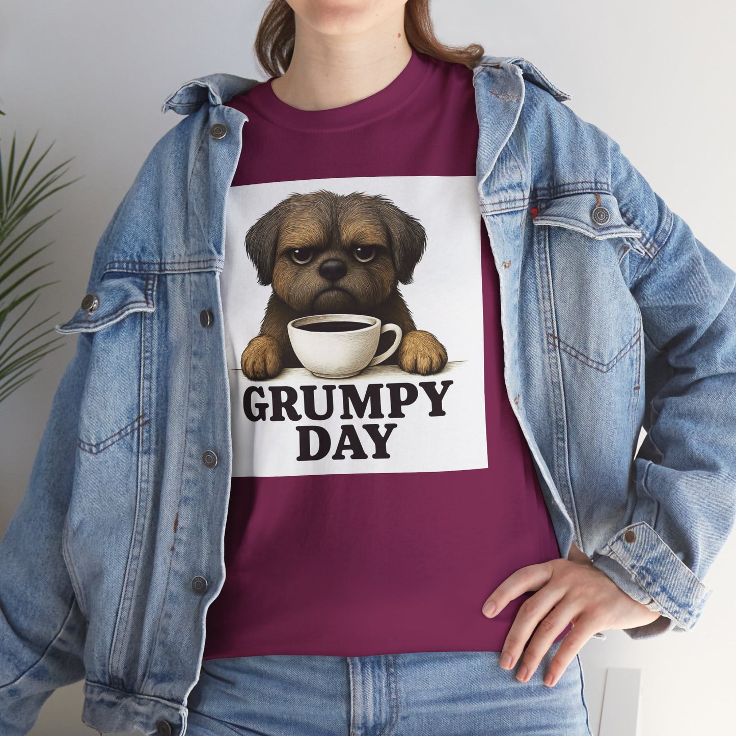 Shorkie Grumpy Dog Unisex Heavy Cotton Tee, Funny Pet Lover Shirt, Gift for Dog Owners, Humor T-Shirt, Cute Casual Wear