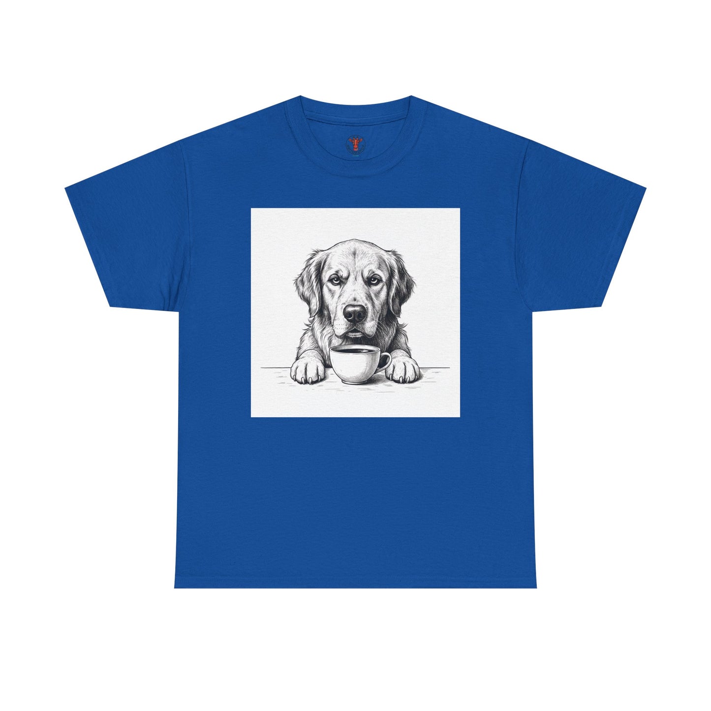 Grumpy Golden Retriever Coffee Club, T-Shirt – Realistic Illustration Tee for Dog Lovers